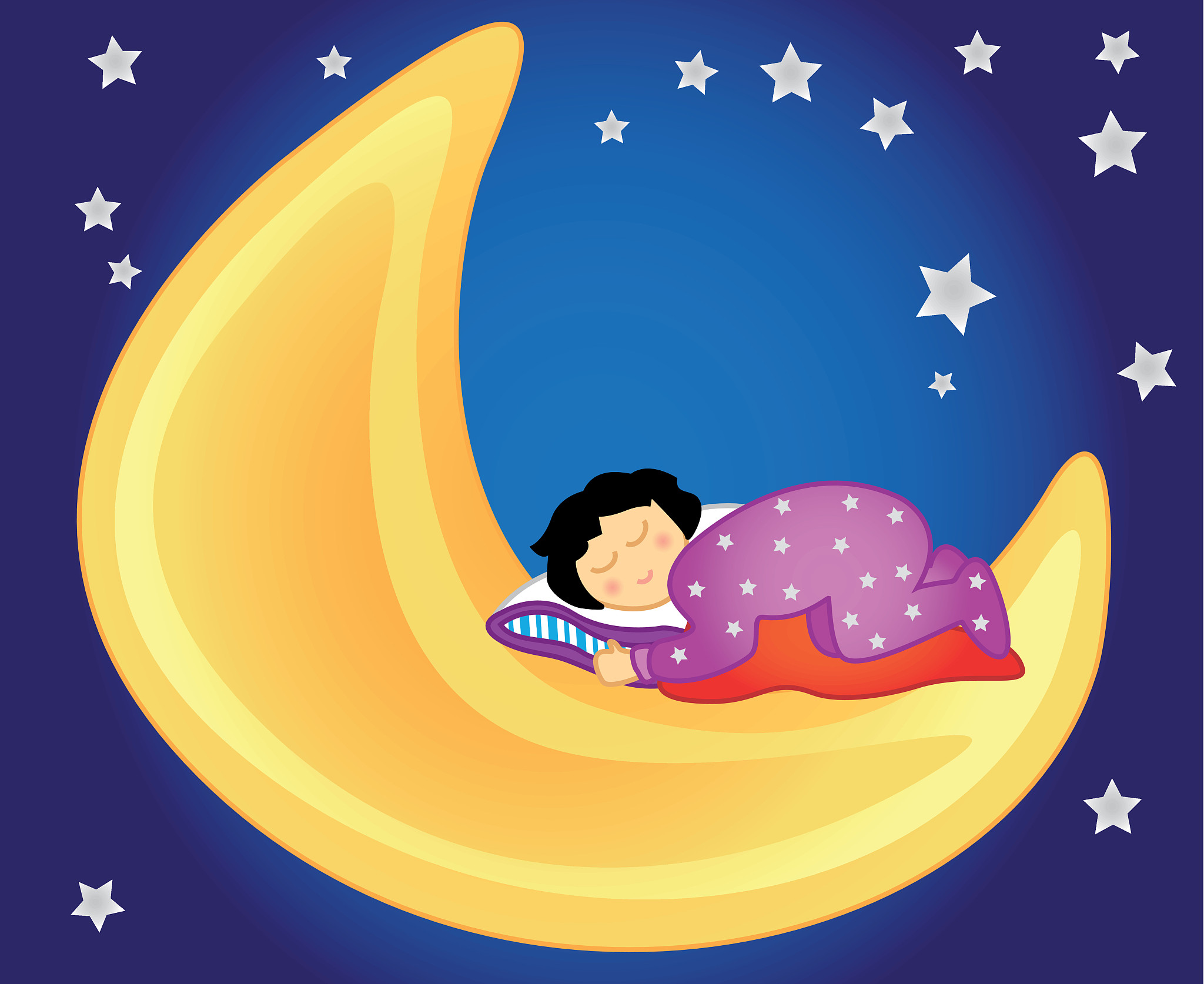 baby girl sleeping on the moon