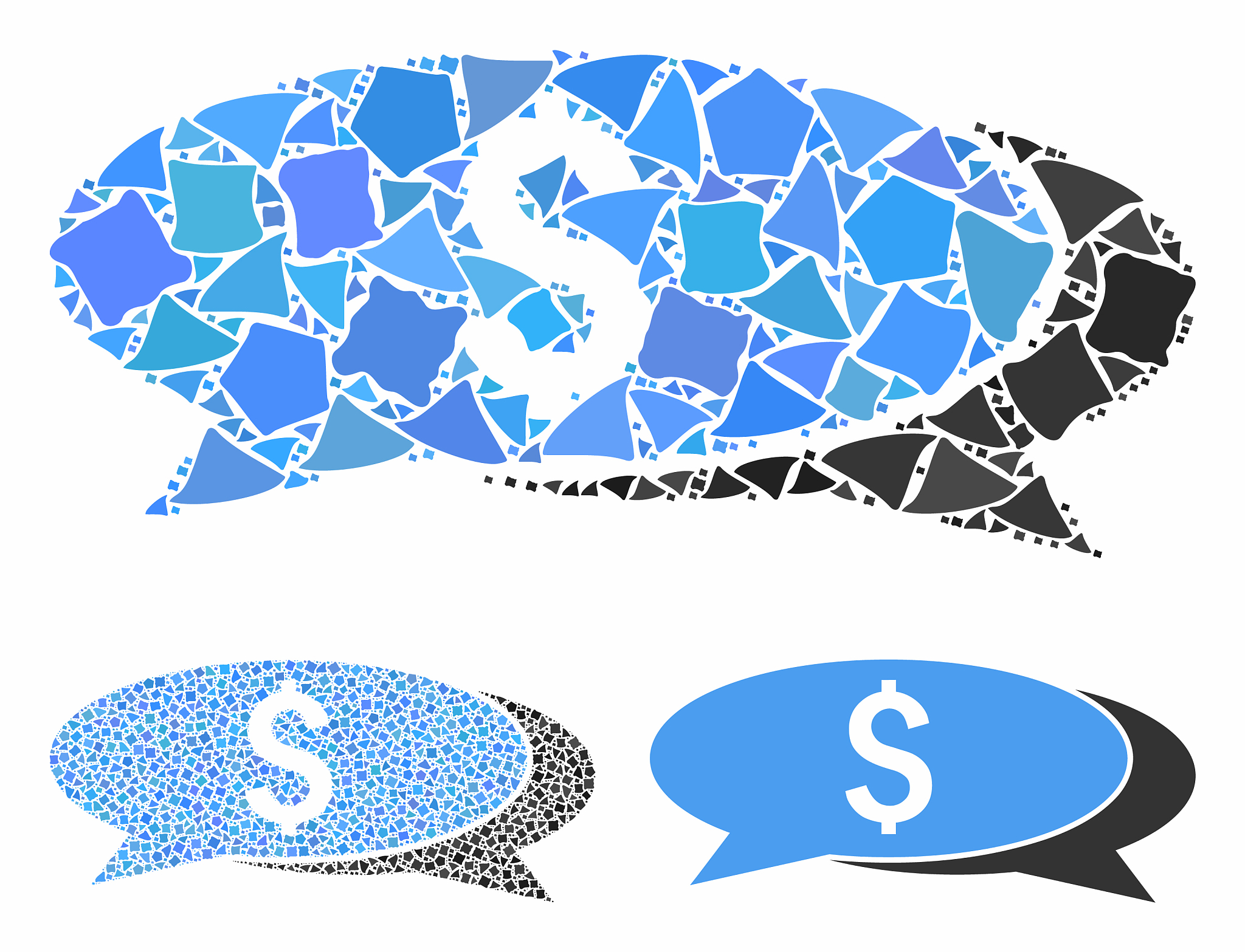 financial chat composition icon bumpy items