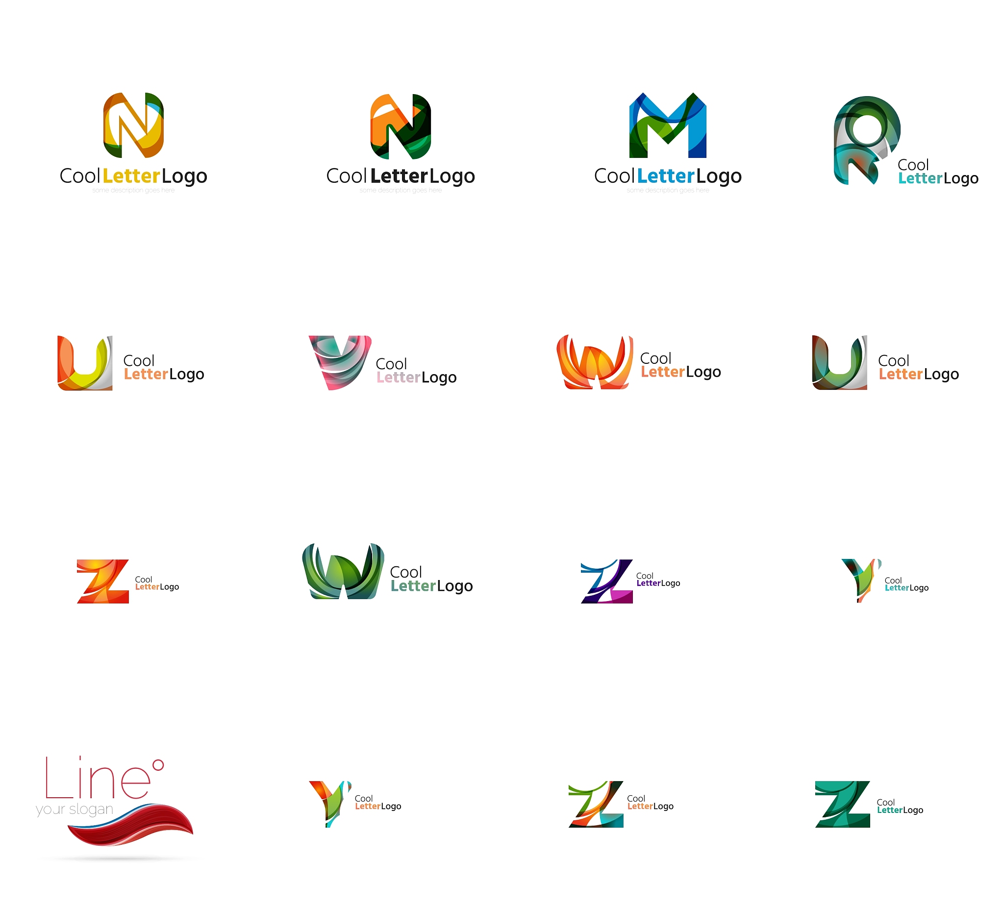 set of universal company logo ideas business icon