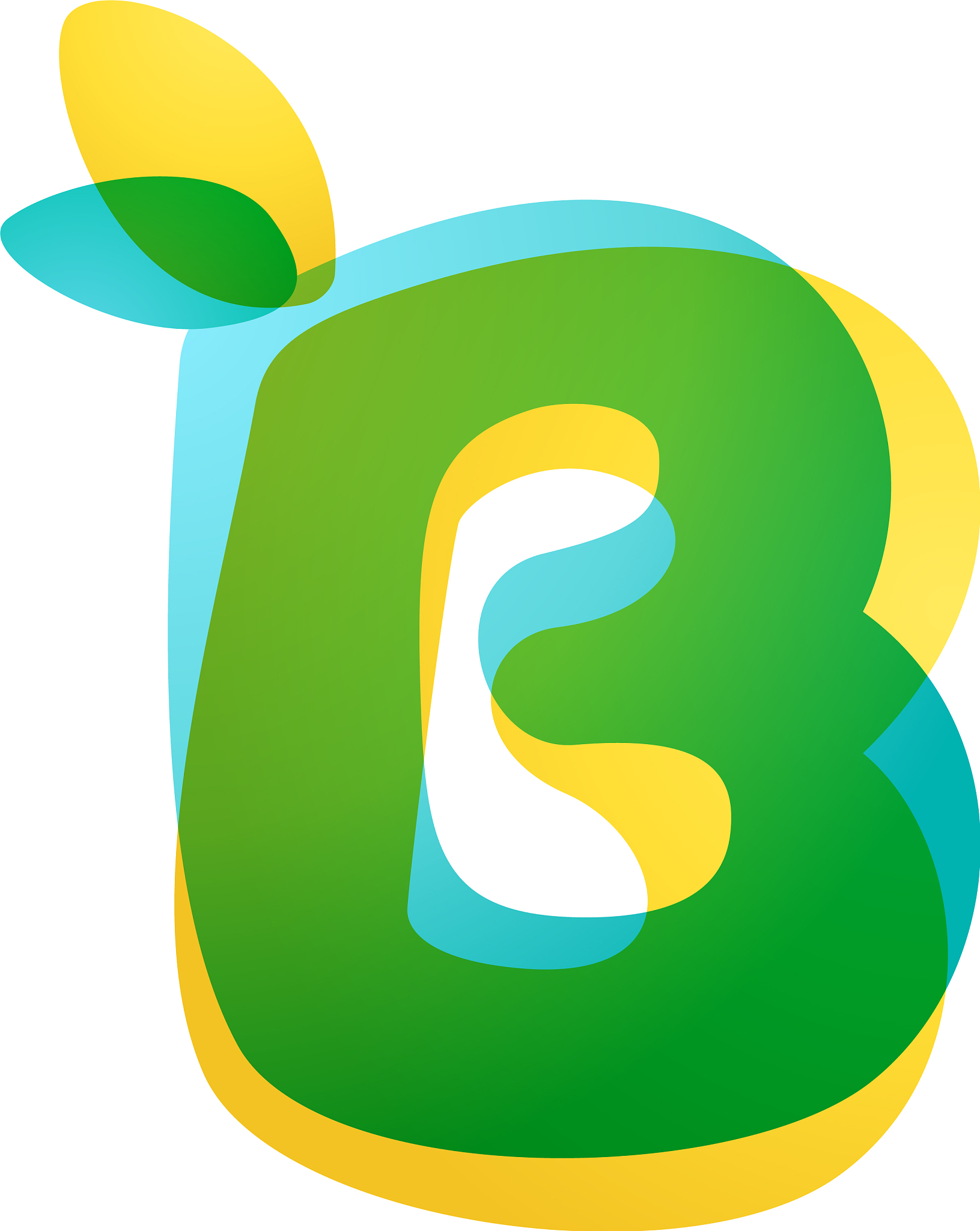 b letter eco logo overlapping gradient font with