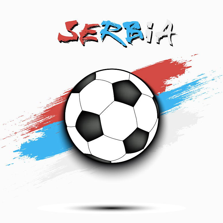 soccer ball and serbia flag