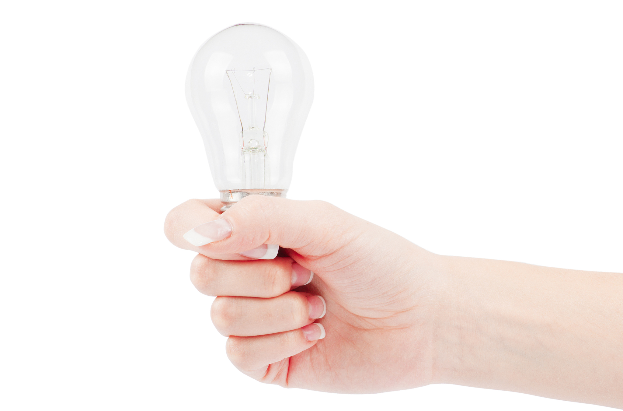 lit lightbulb held in hand
