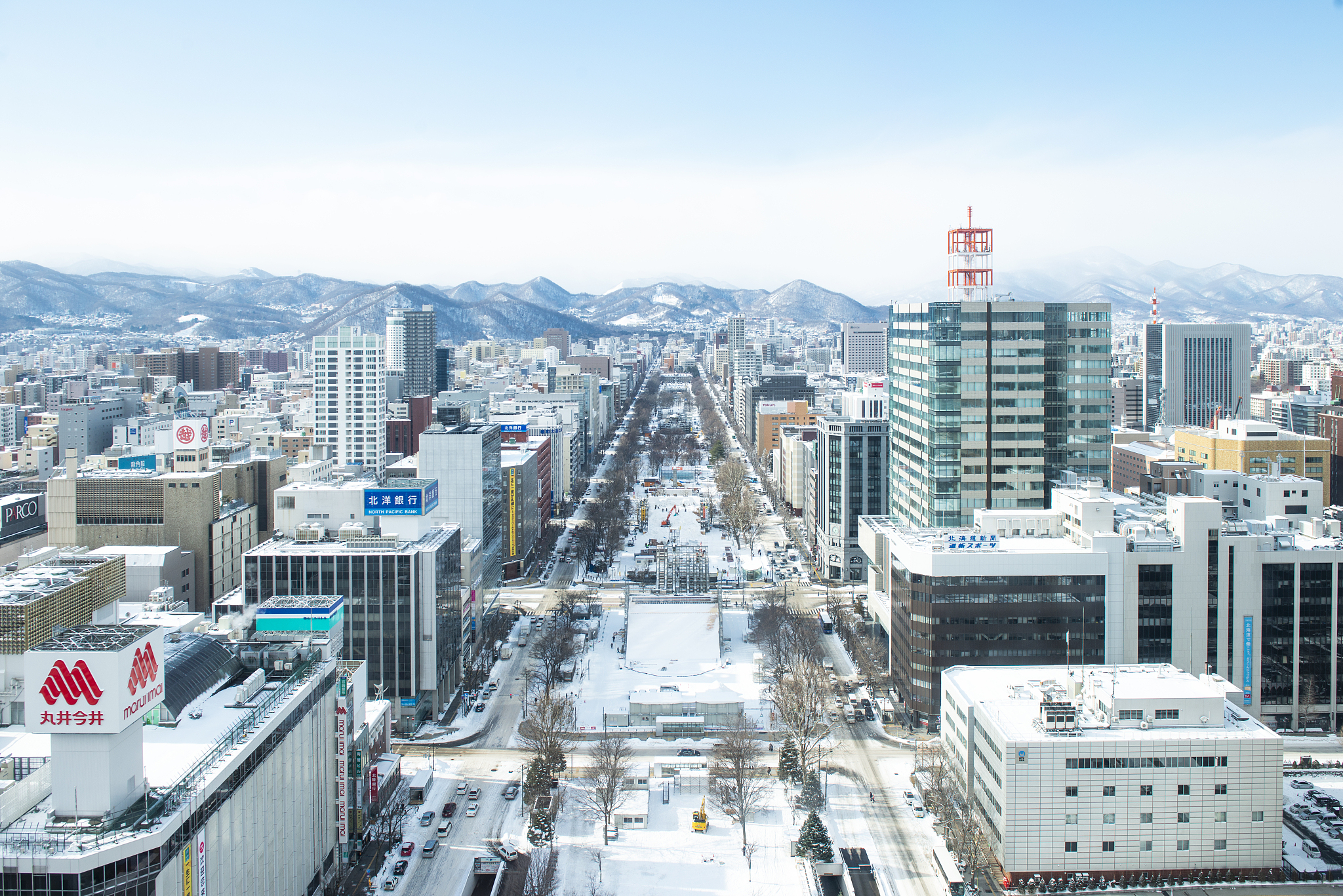 sapporo view from sapporo tv tower in sapporo city, hokkaido, ja