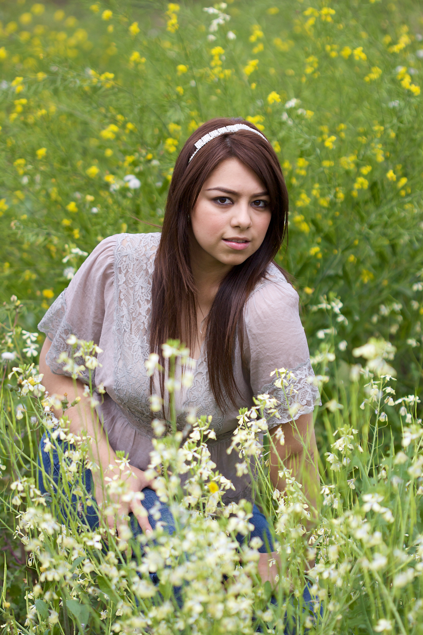 beautiful woman enjoys nature