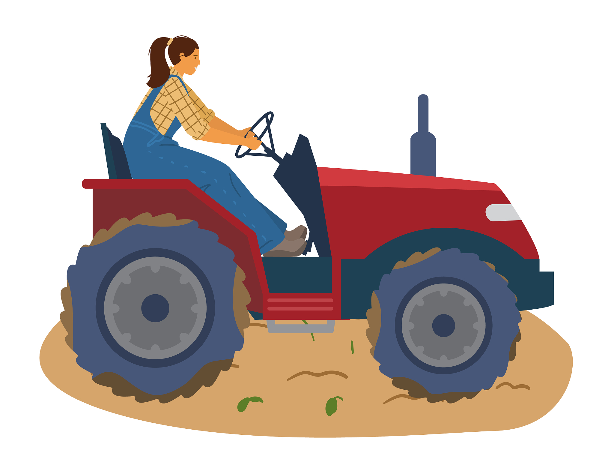woman farmer riding tractor