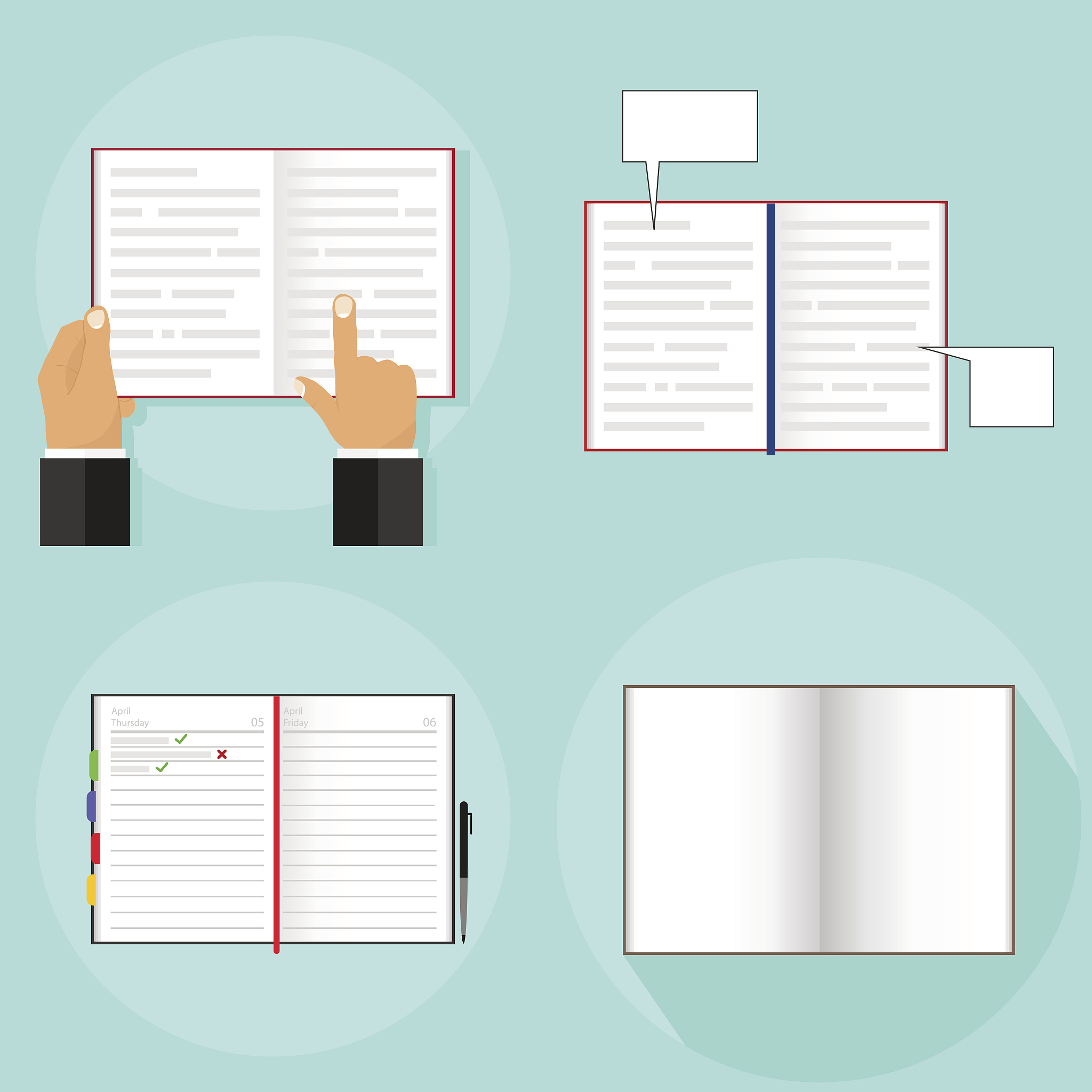 an open book, a person reads an open book. open notebook