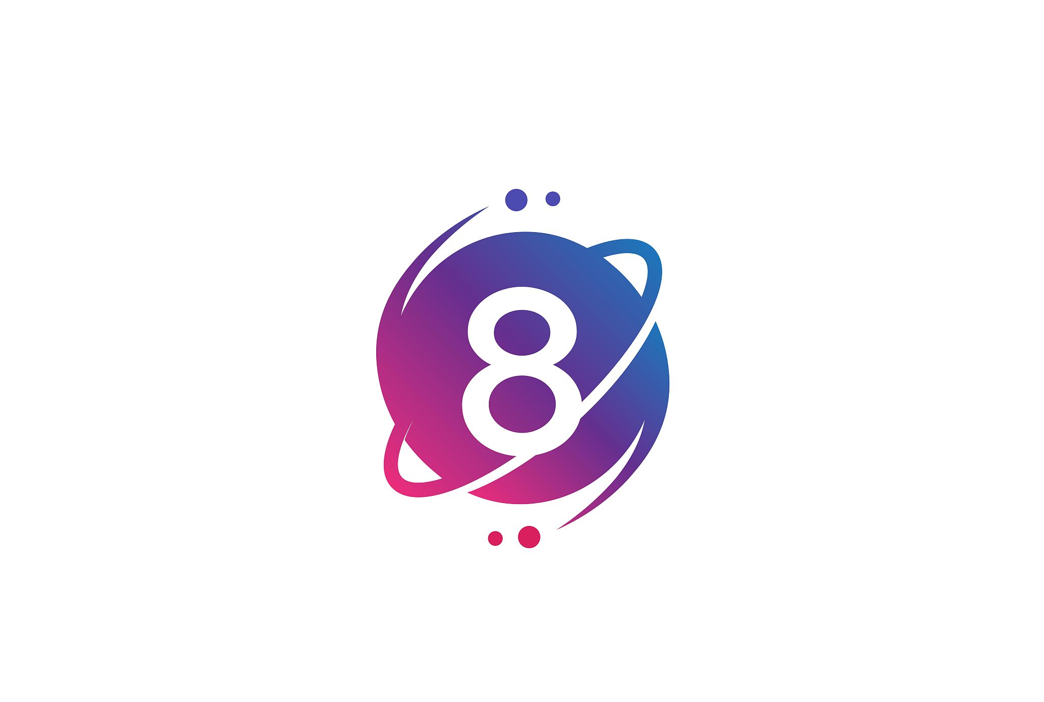 initial number circle planet with orbit and dots gradient color 