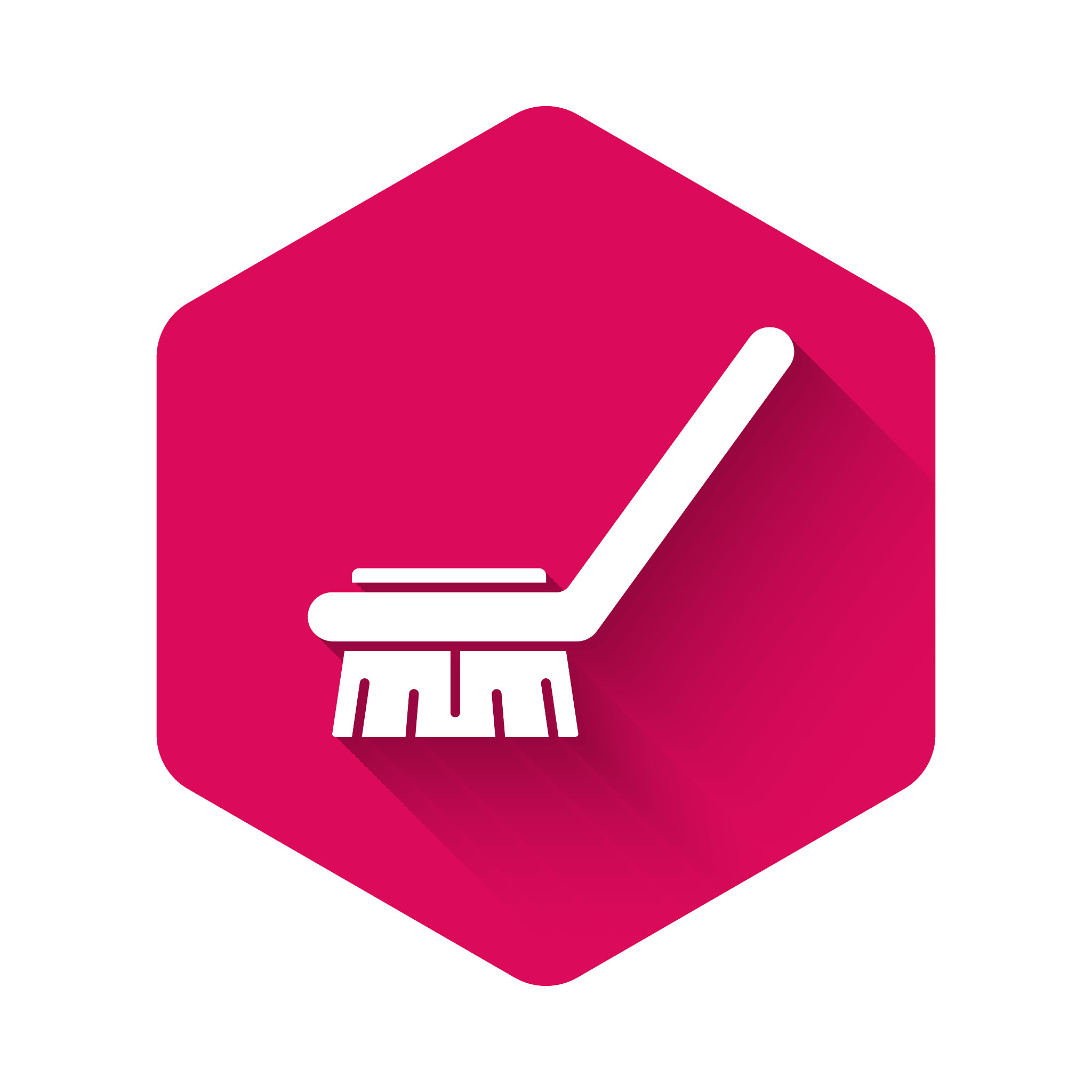 white brush for cleaning icon isolated with long shadow. cleanin