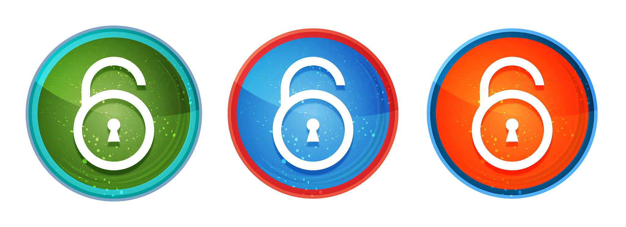 padl<strong>o</strong>ck open icon abstract digital round button set illustration