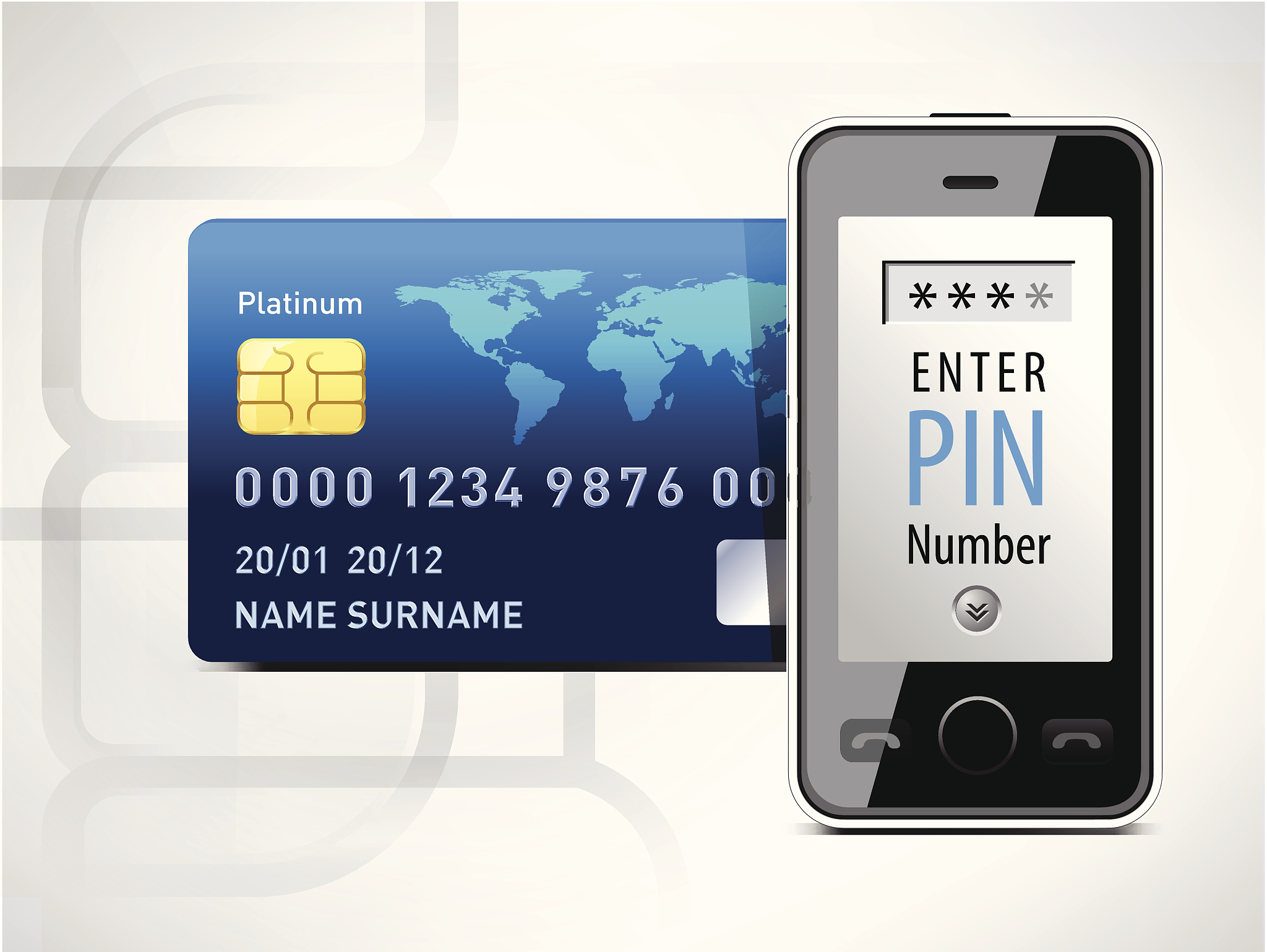 mobile phone and credit card