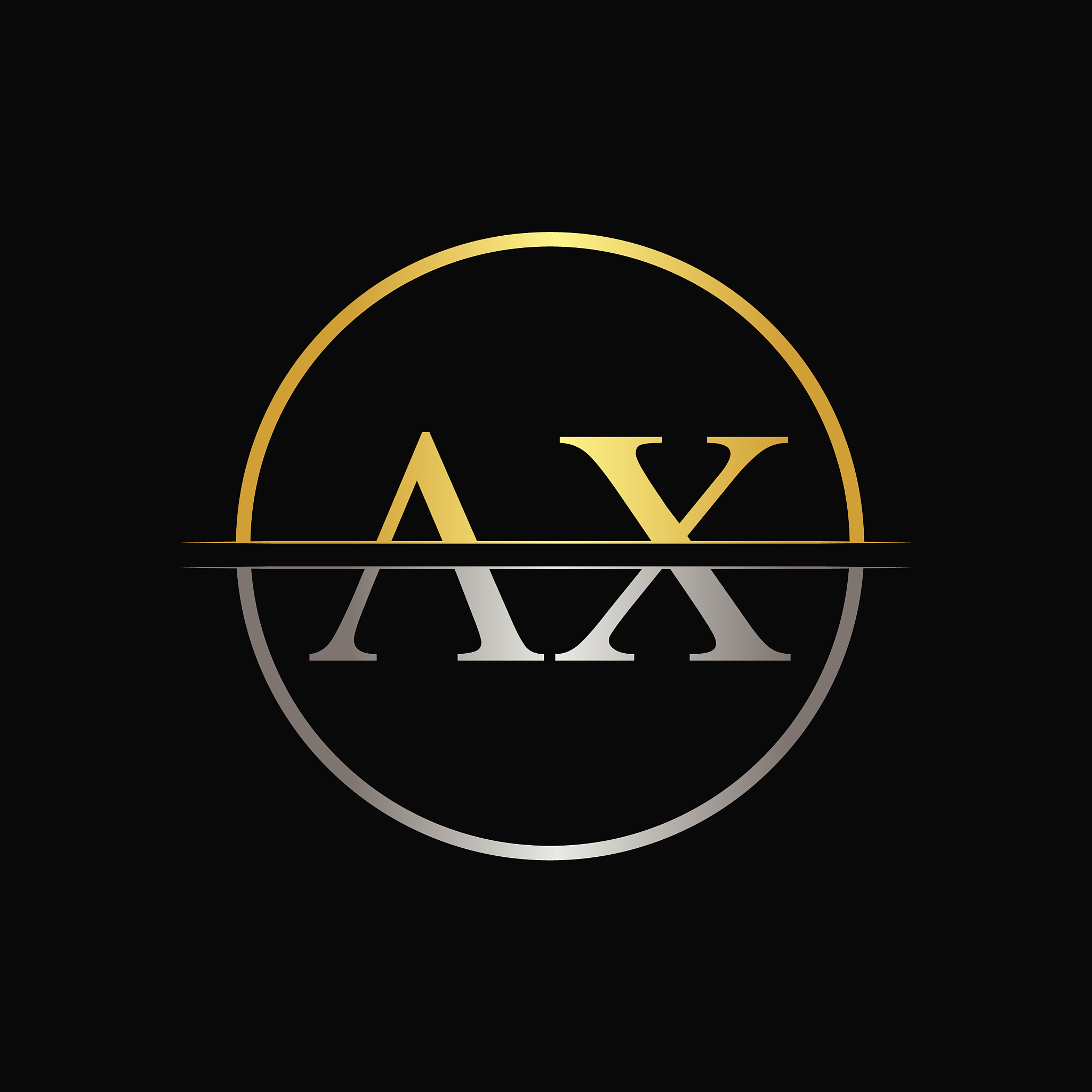 initial circle ax letter with modern typography