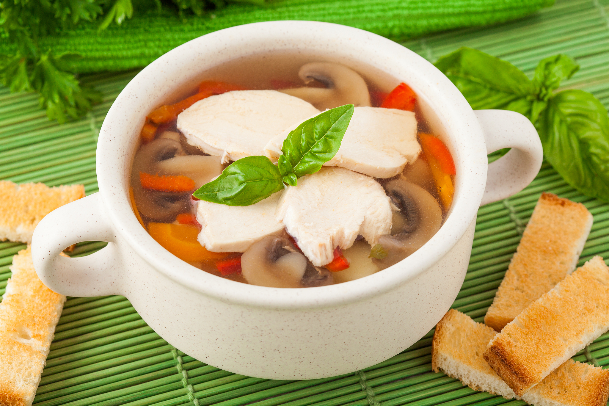 chicken soup with mushrooms
