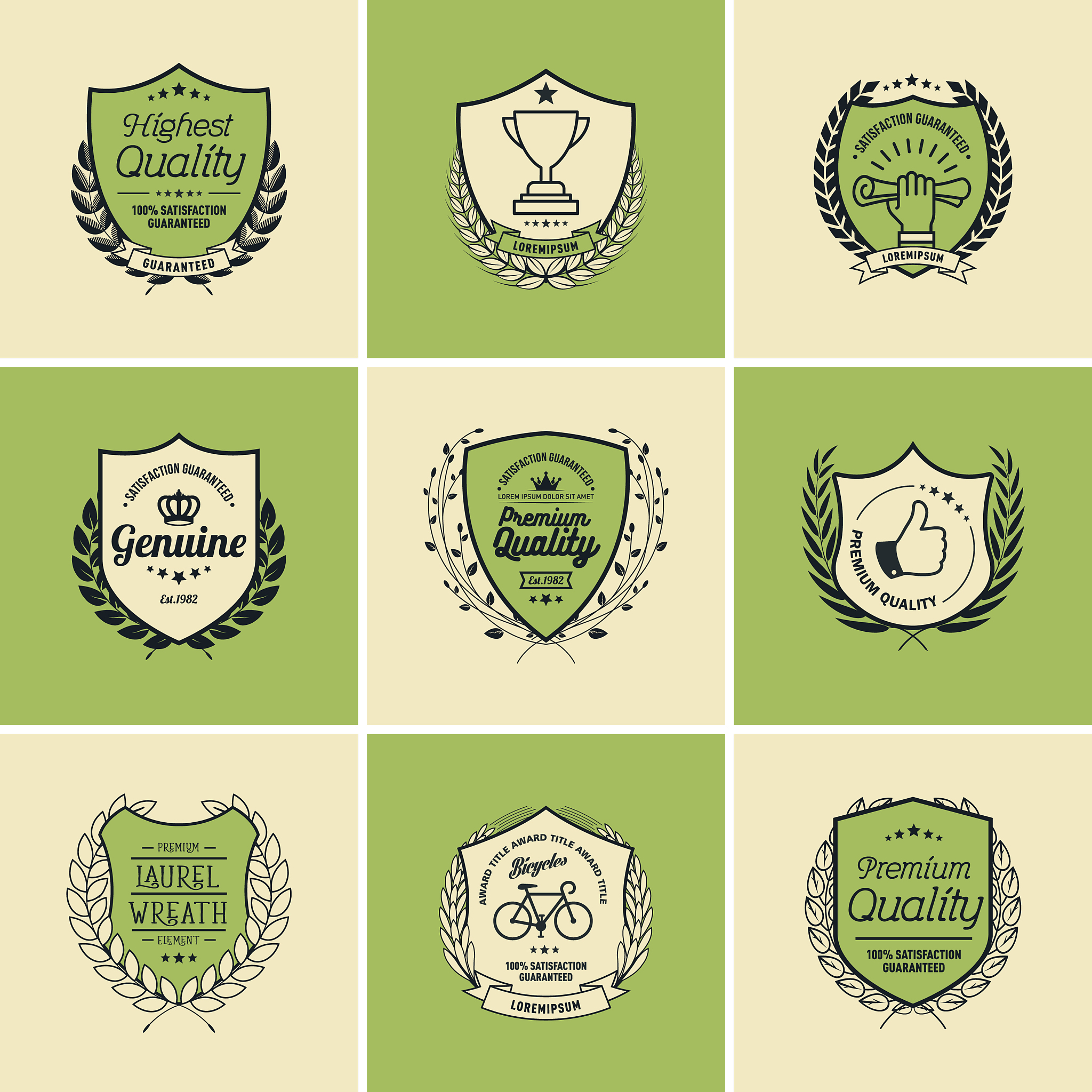 laurel wreath badges templates