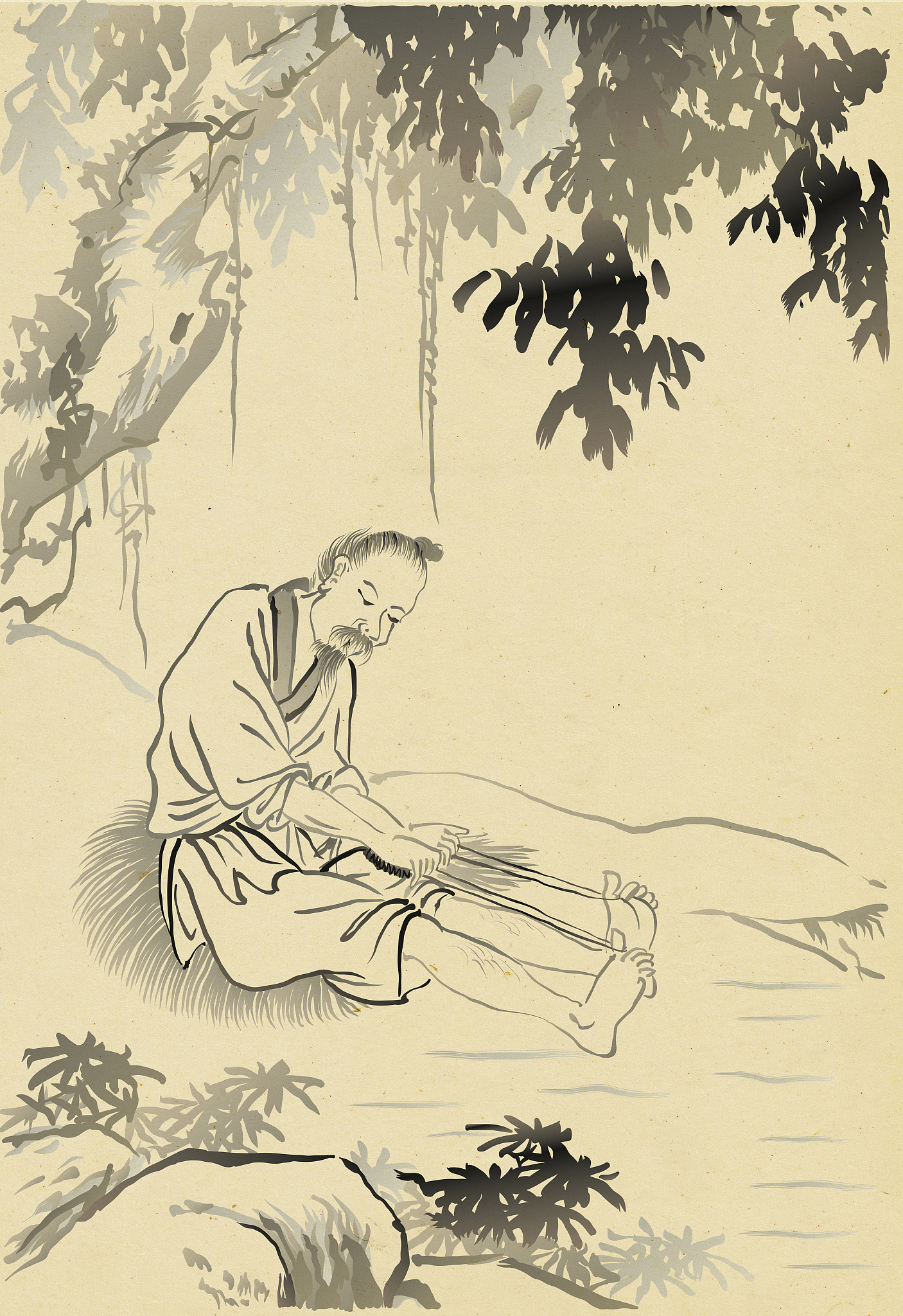 traditional korean painting. life of ordinary people painting of