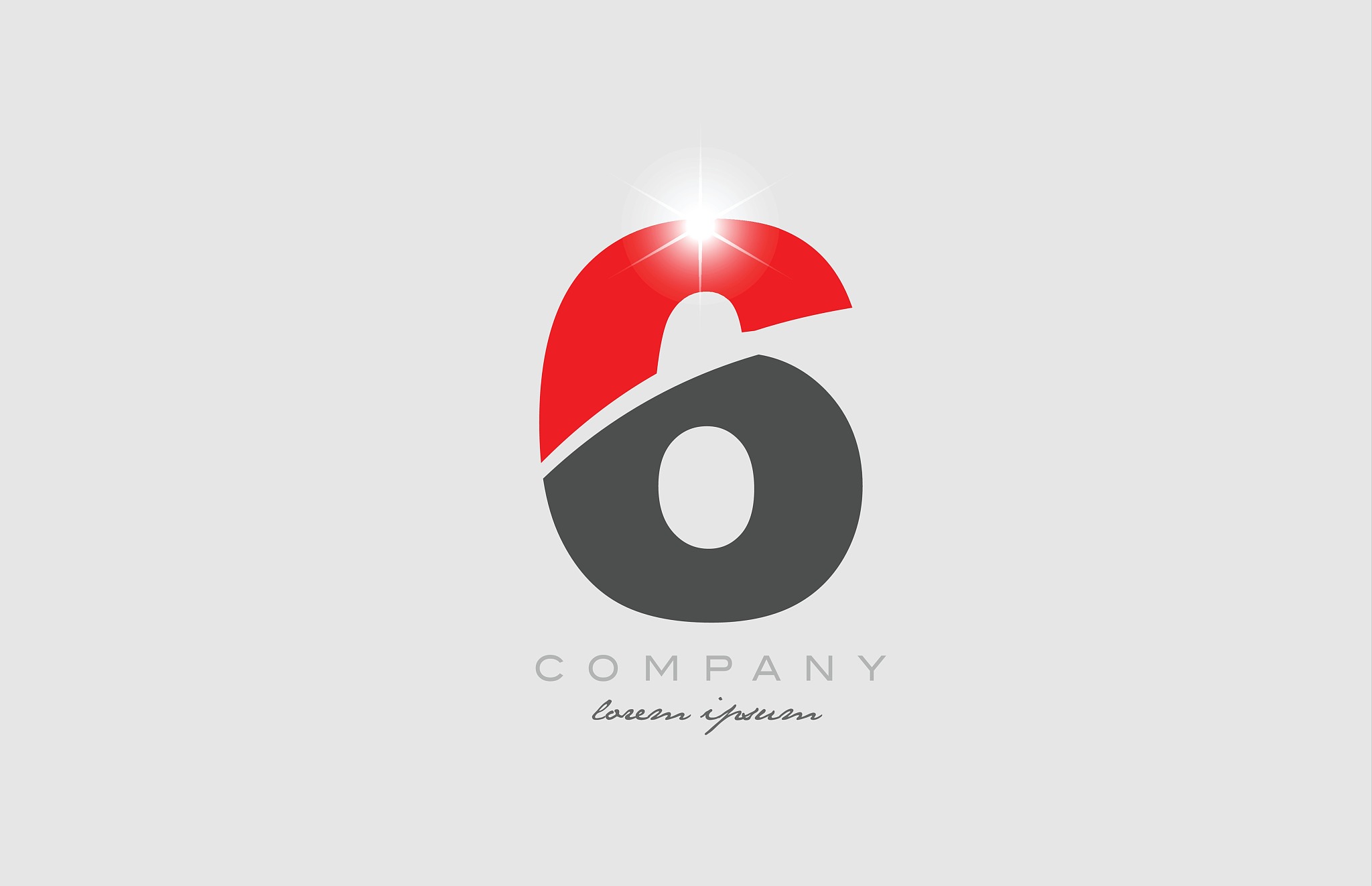 number 6 in grey red color for logo icon design