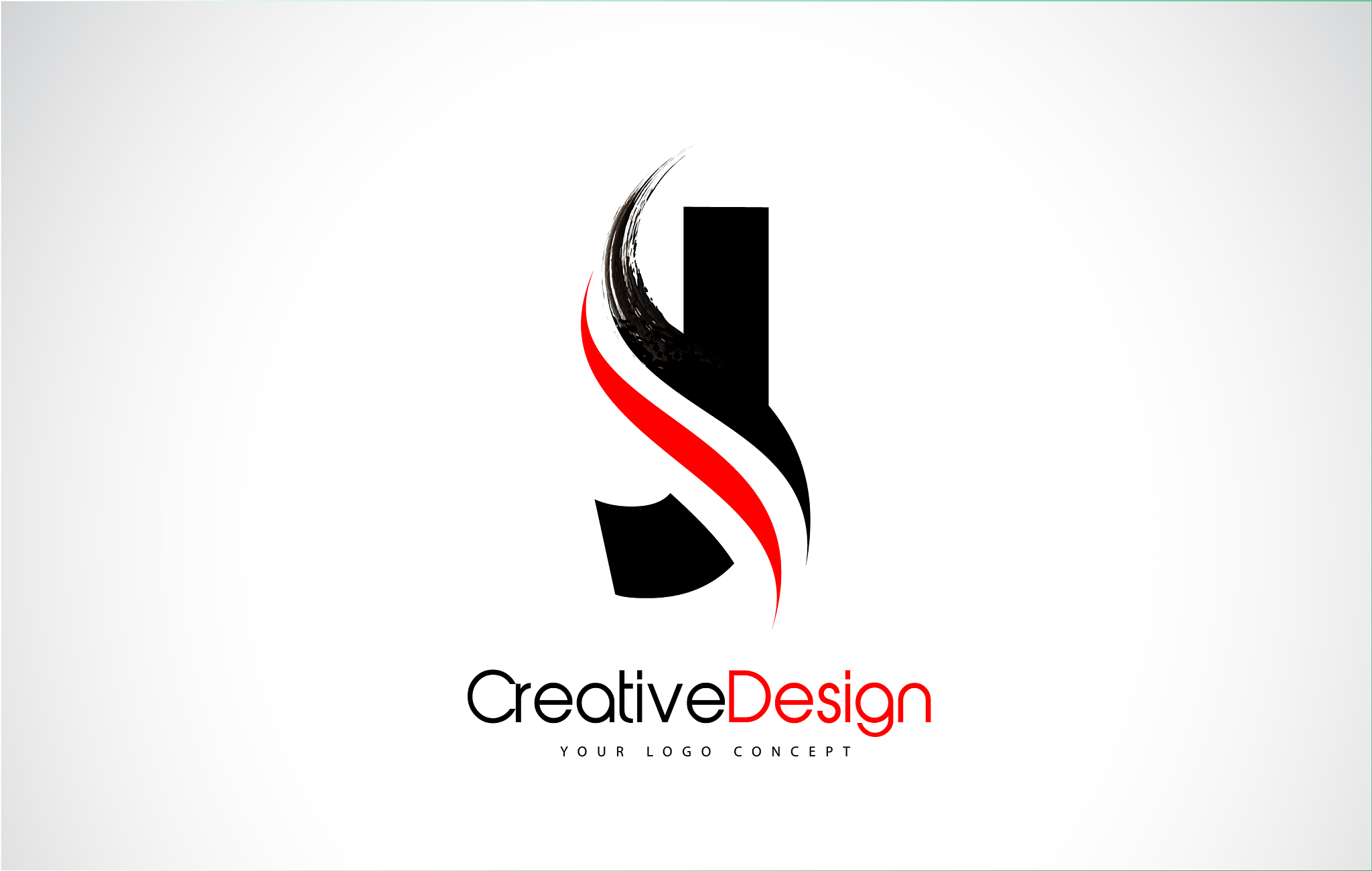 red and black j letter design brush paint stroke