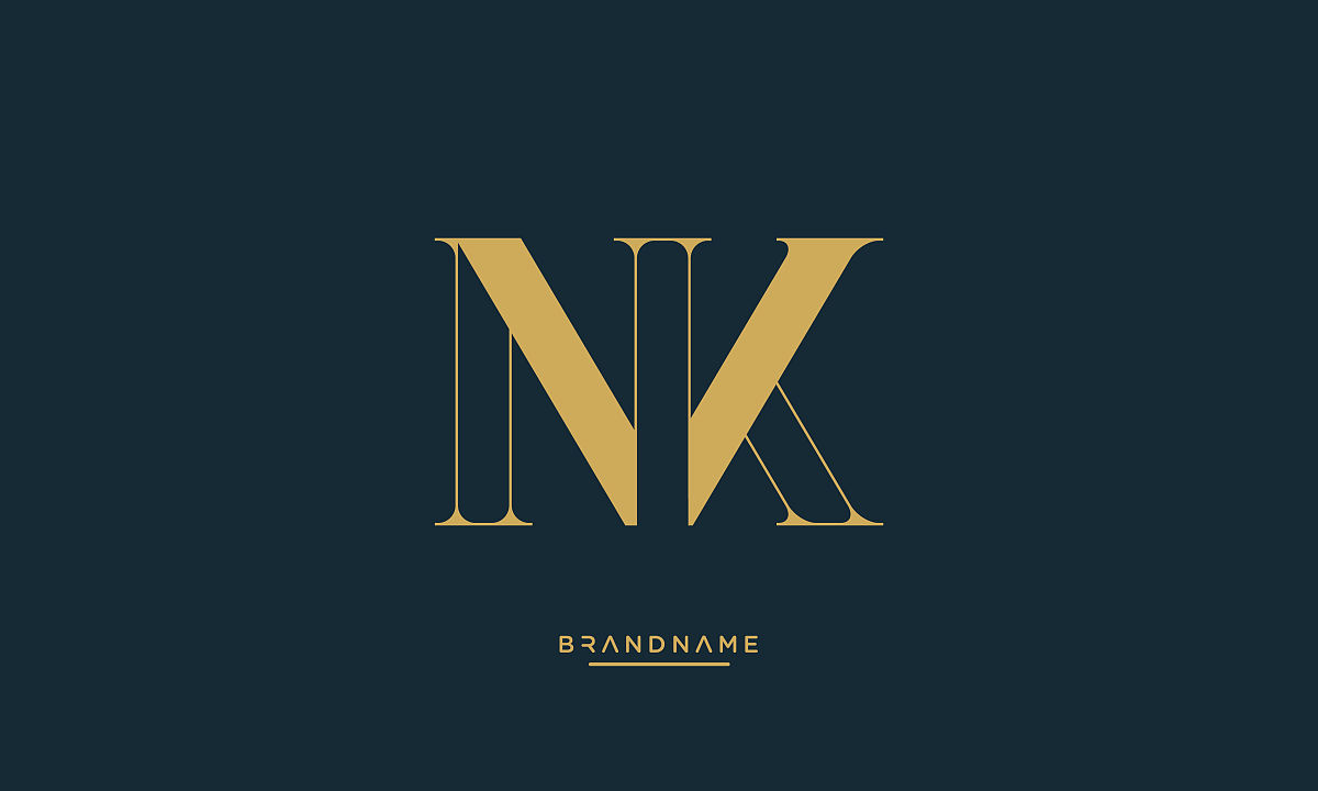 nk或kn字母抽象标志图标向量模板