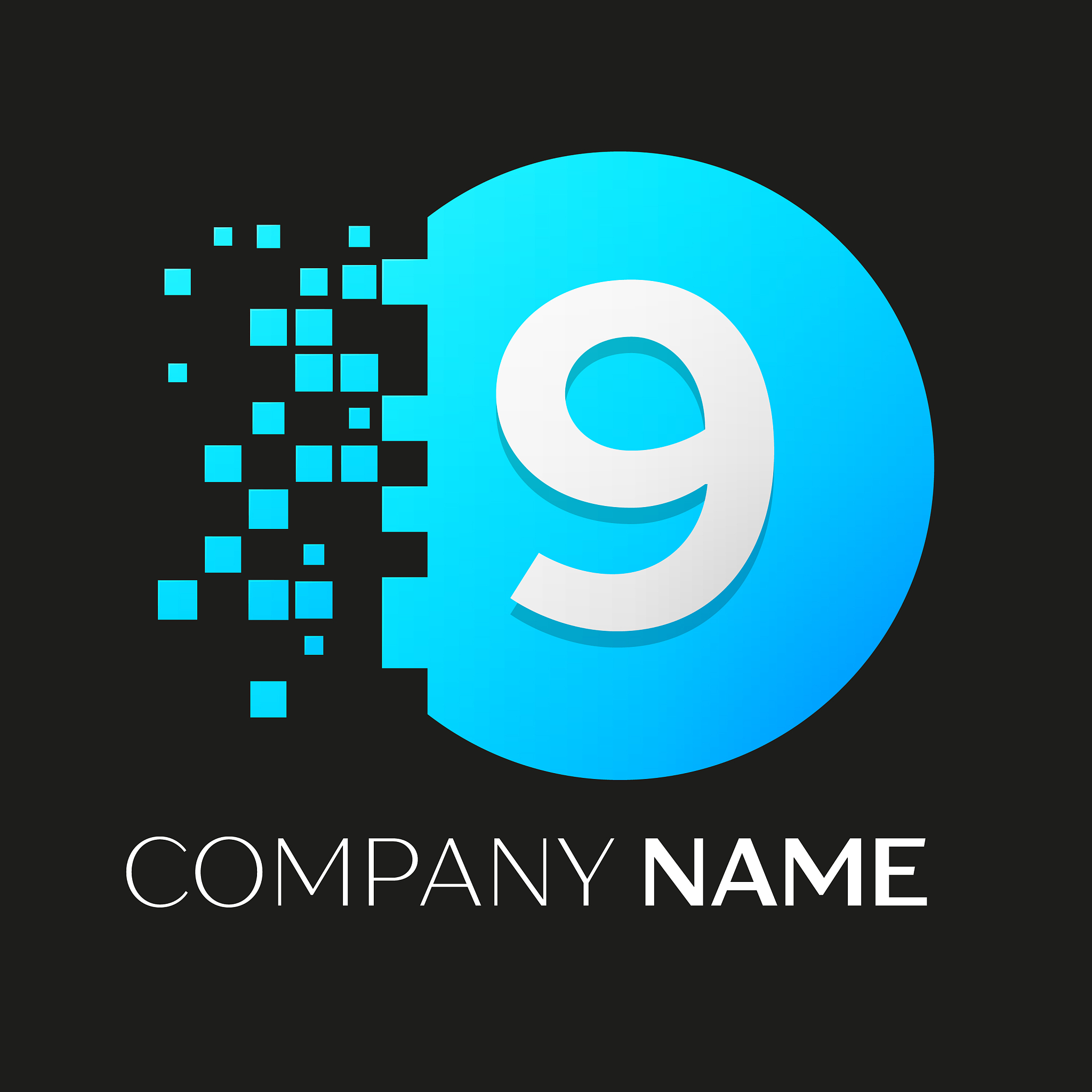 number nine logo symbol in colorful circle
