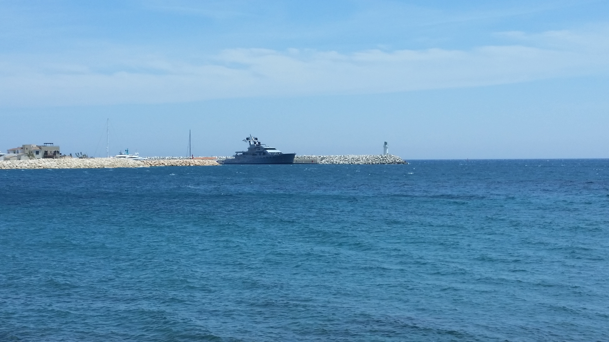 the beautiful luxury yacht in open sea