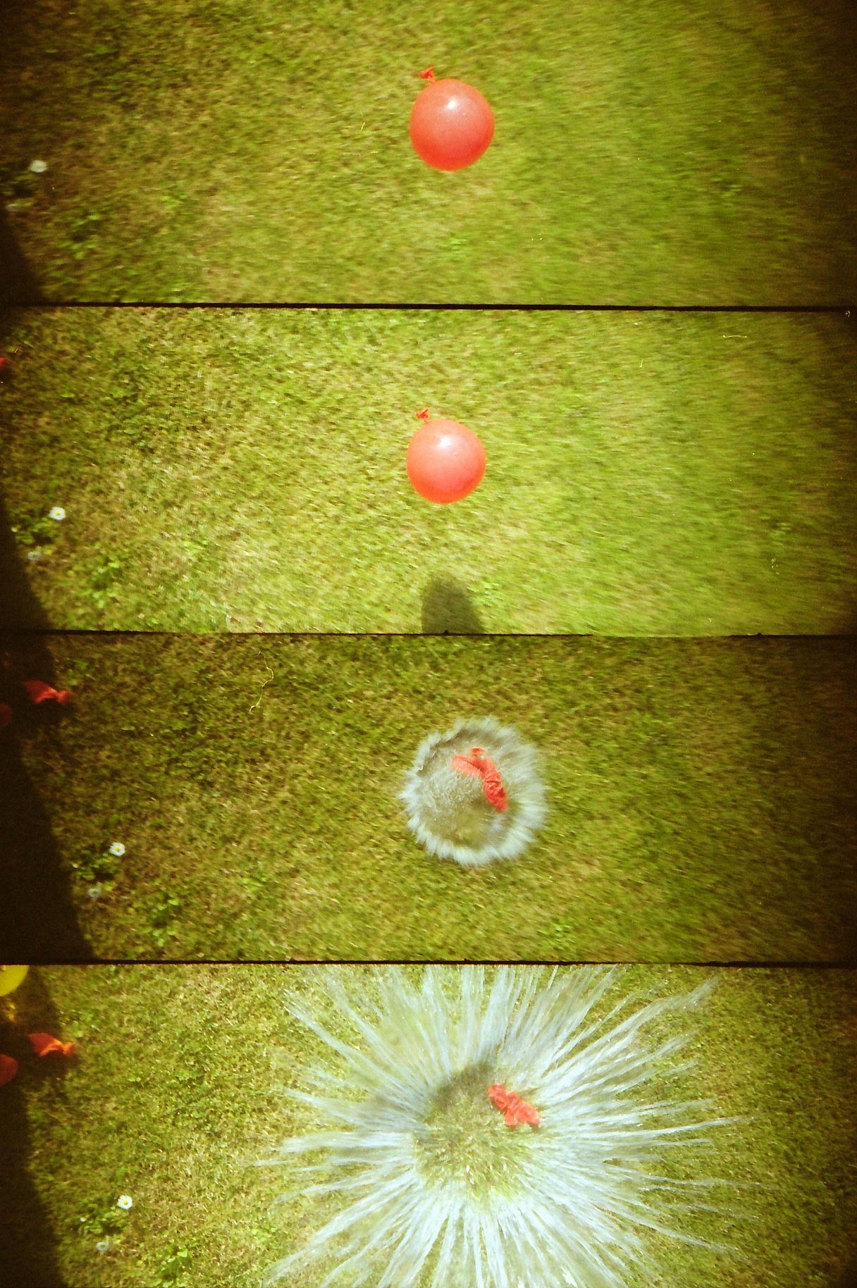 collage of water balloons burst on floor
