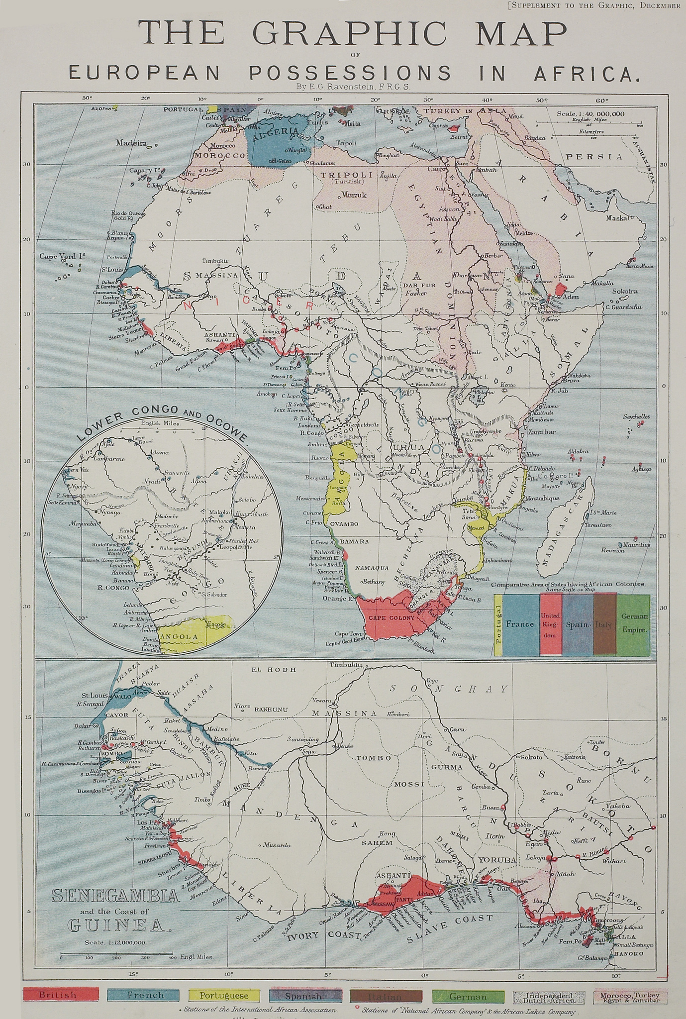 vintage map of the european possessions in africa