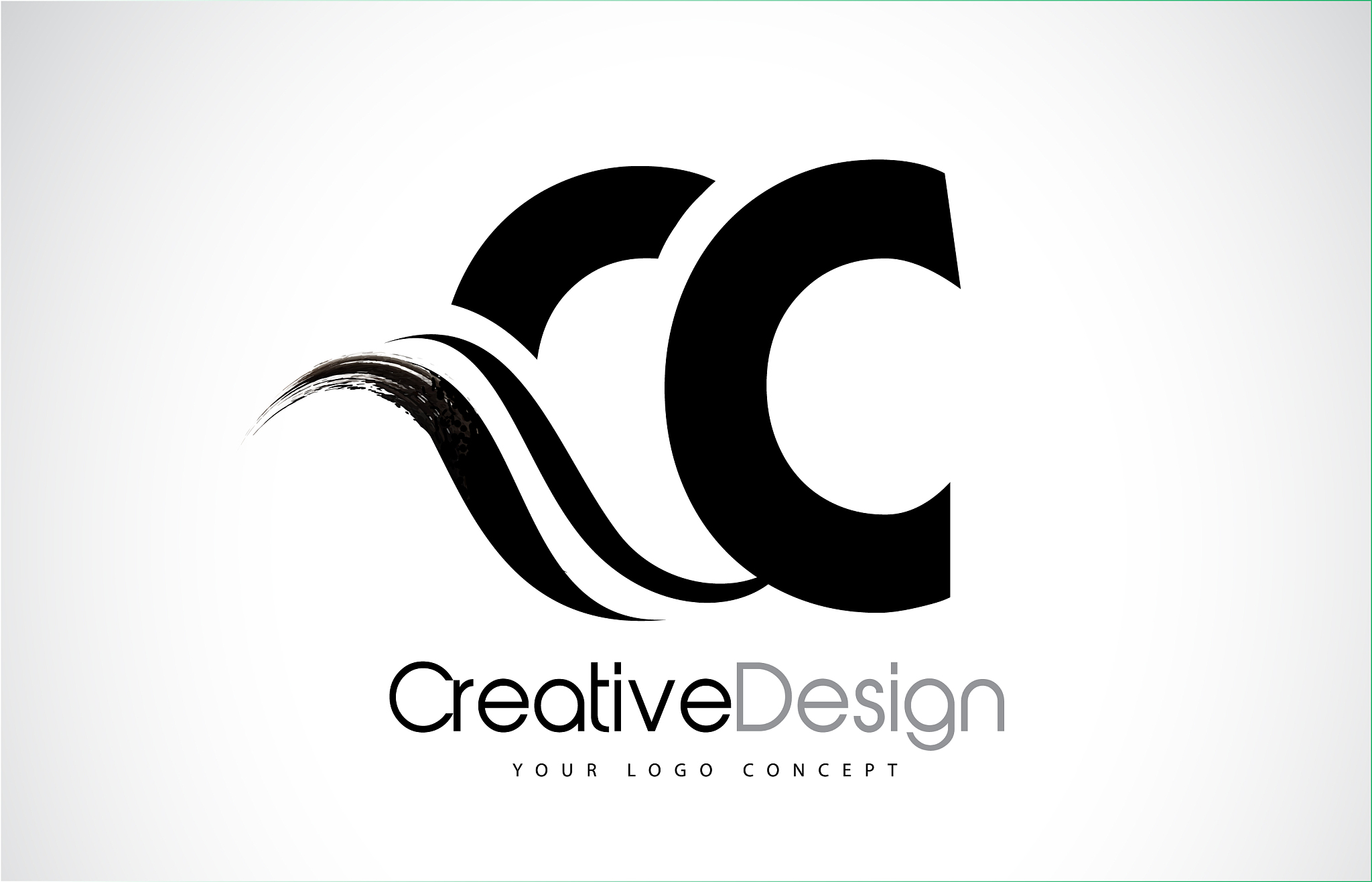 cc c c creative brush black letters design with