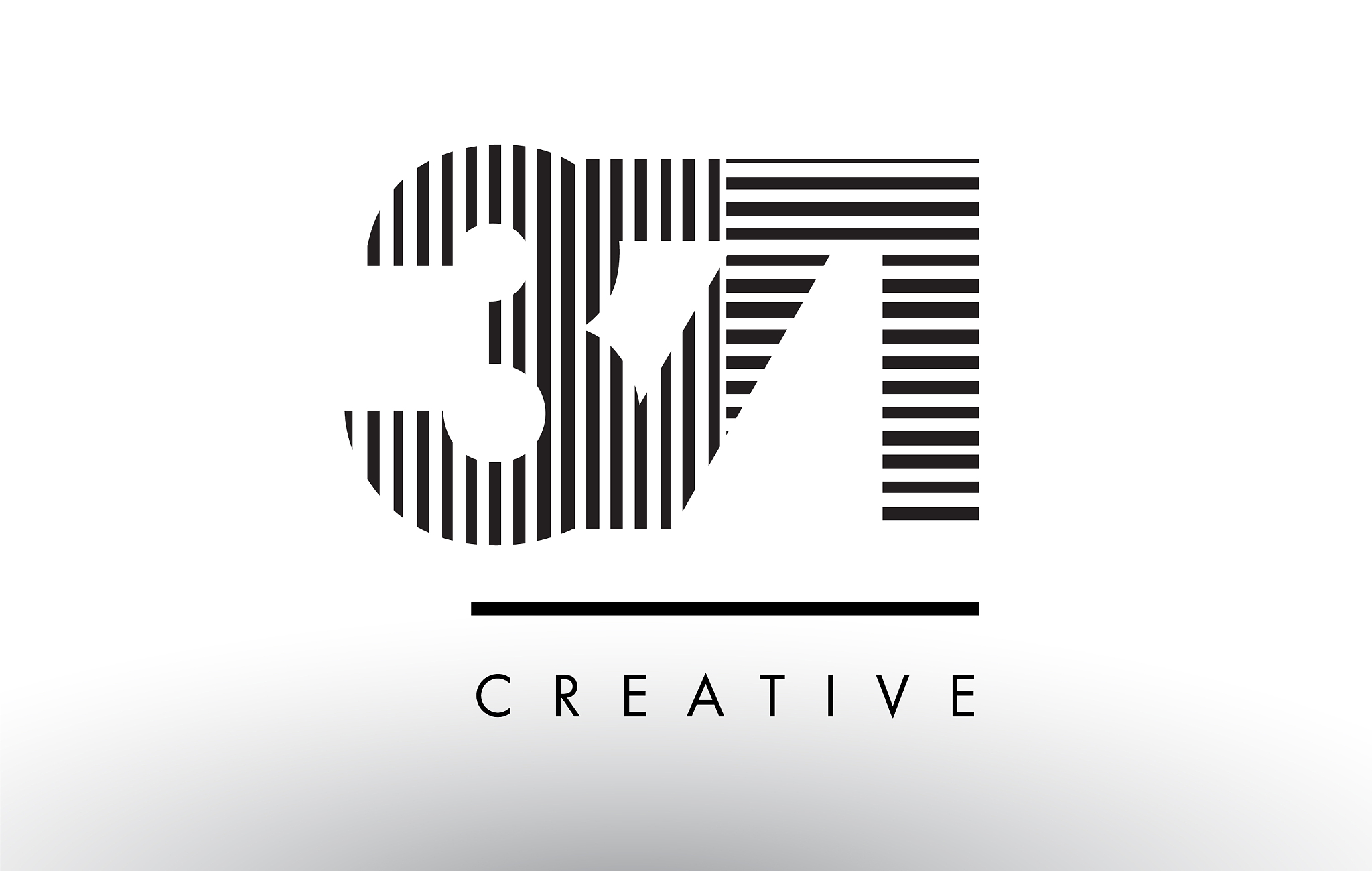 371 black and white lines number logo design