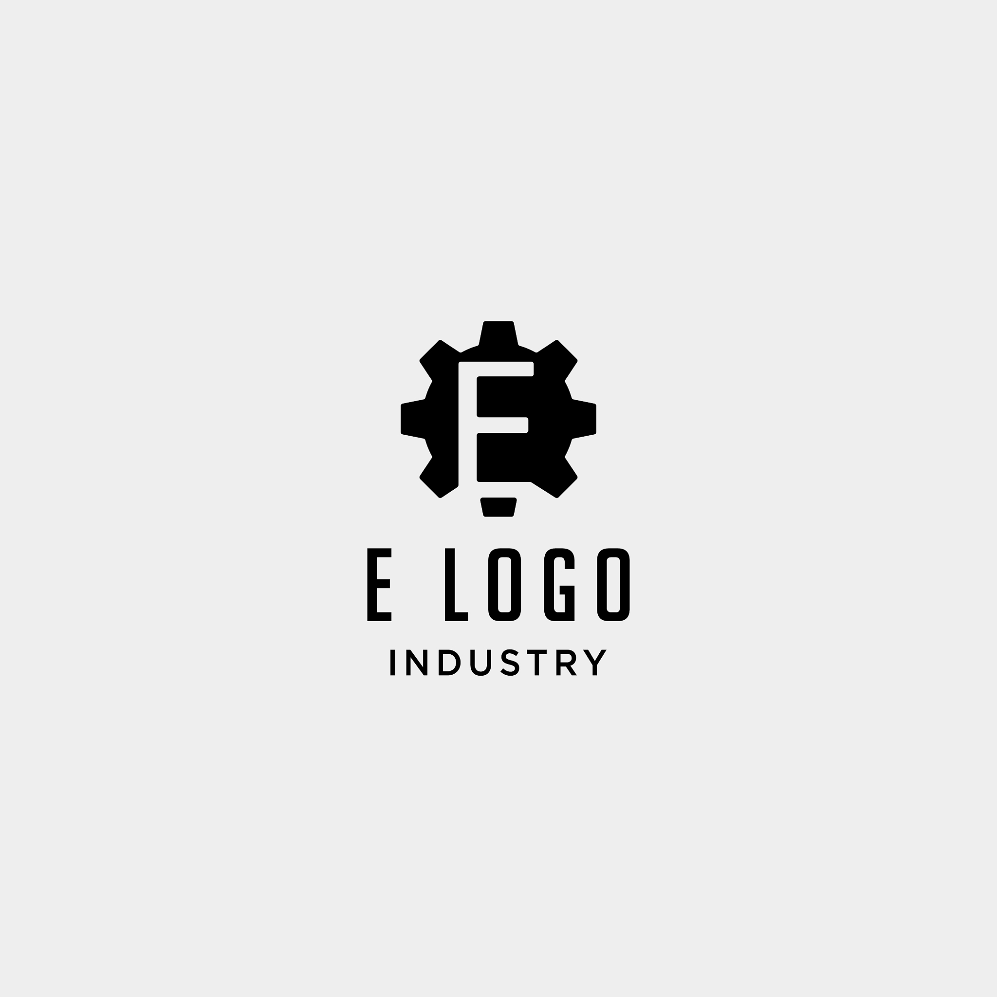 gear machine logo initial e industry icon design