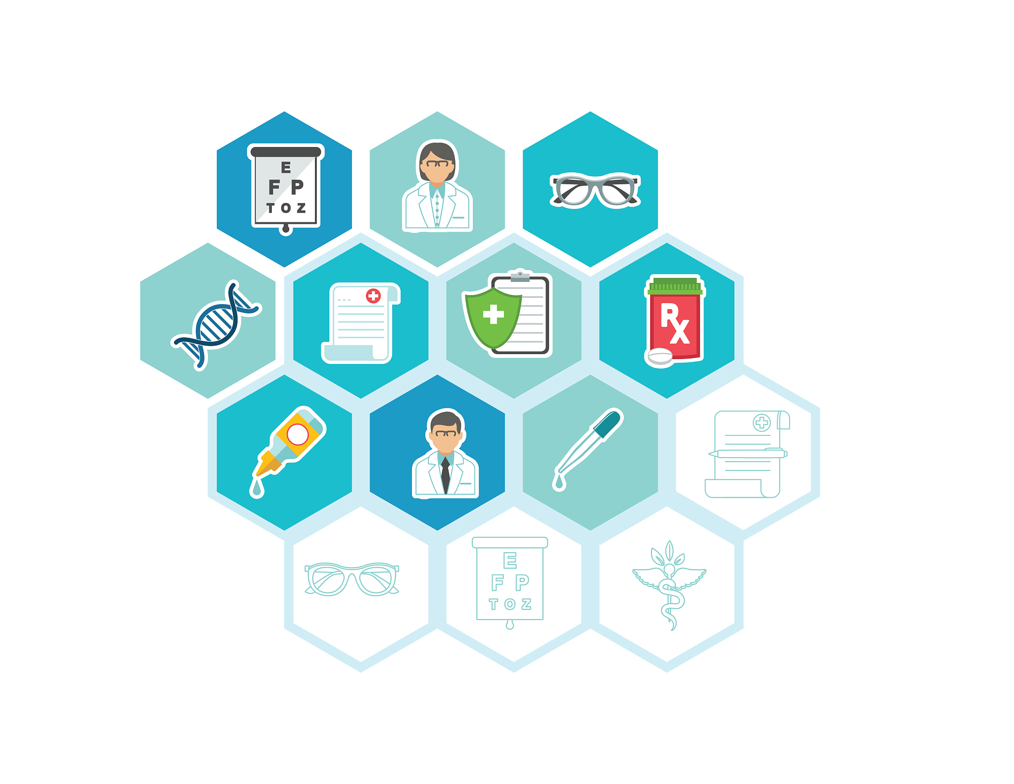 hexagon background with medical and healthcare icons