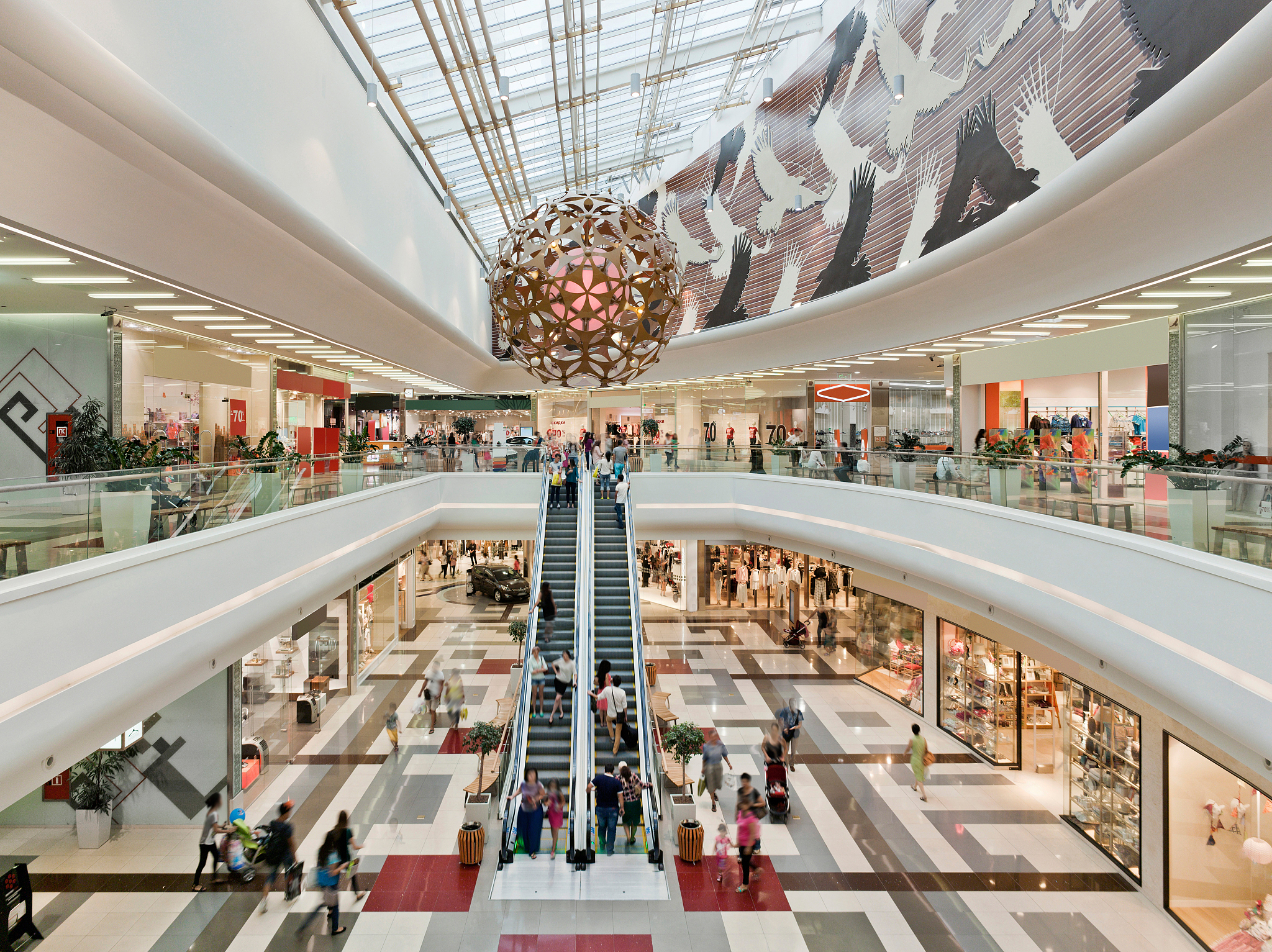 inside a large shopping mall in almaty