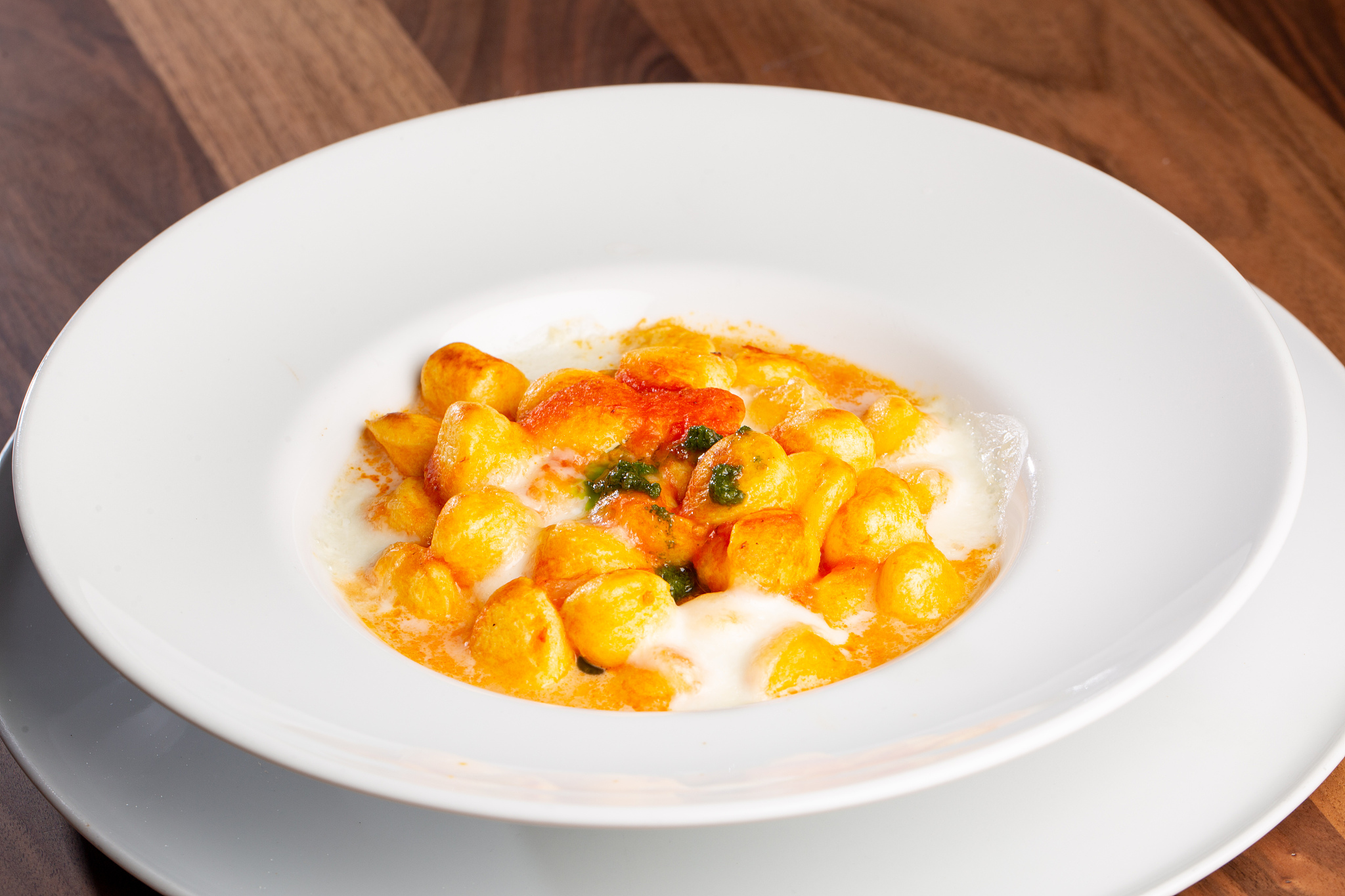 details of italian gnocchi out of the oven