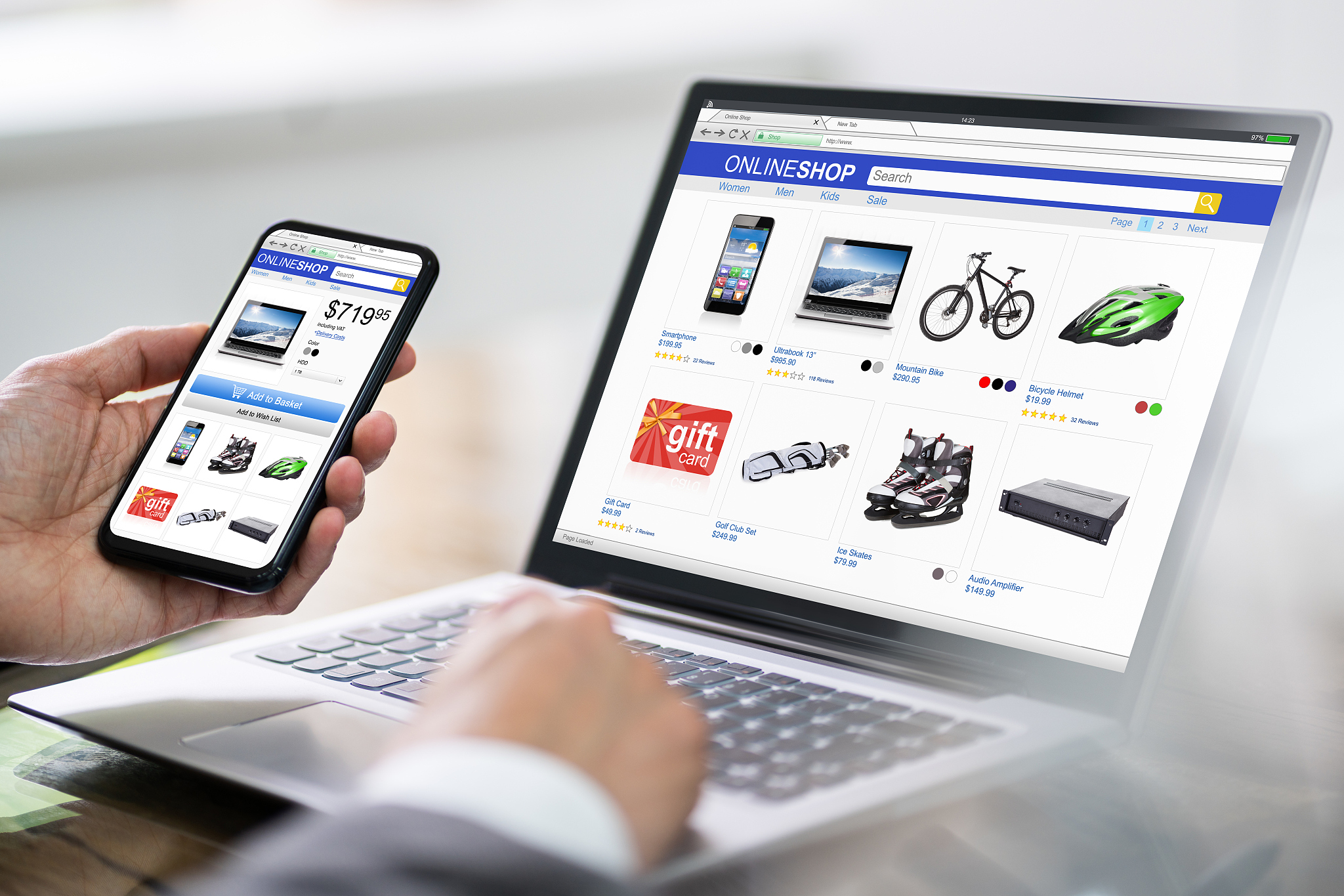 online ecommerce store holding phone