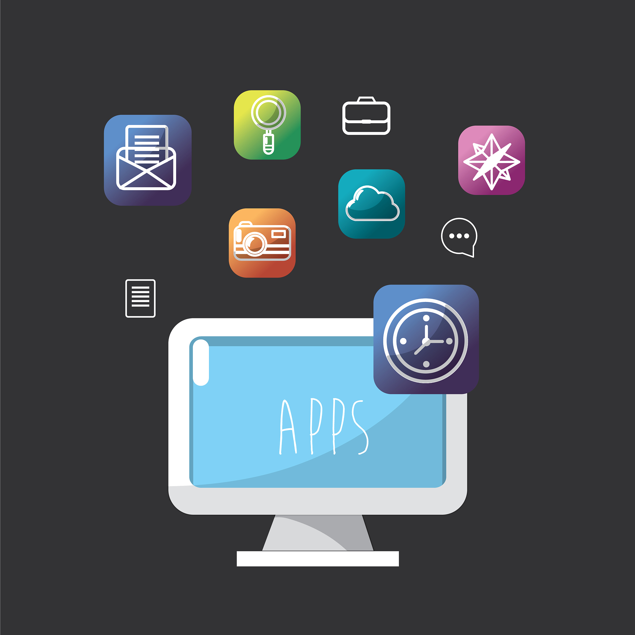 technology computer with apps connection element