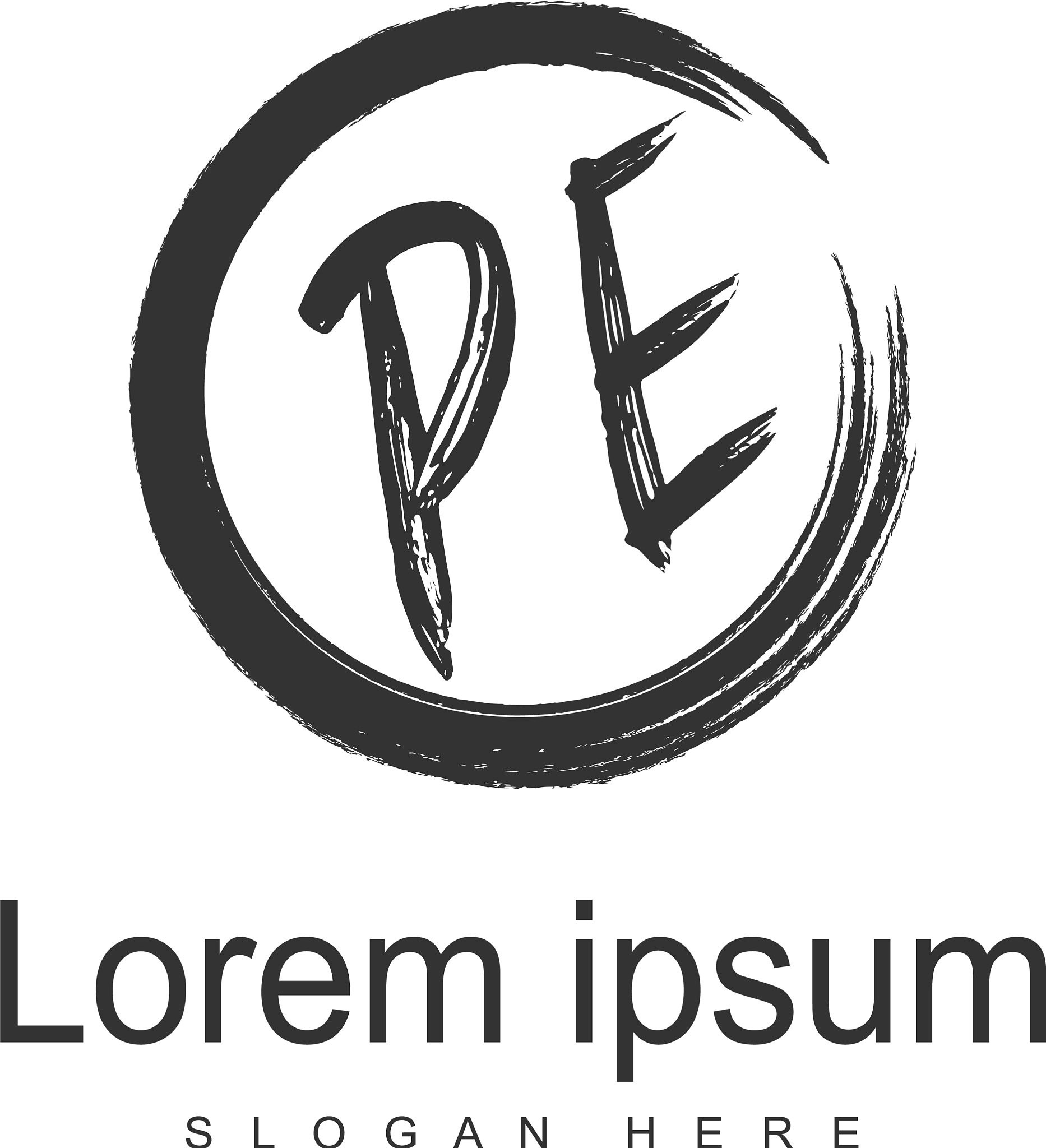 initial pe logo template with modern frame