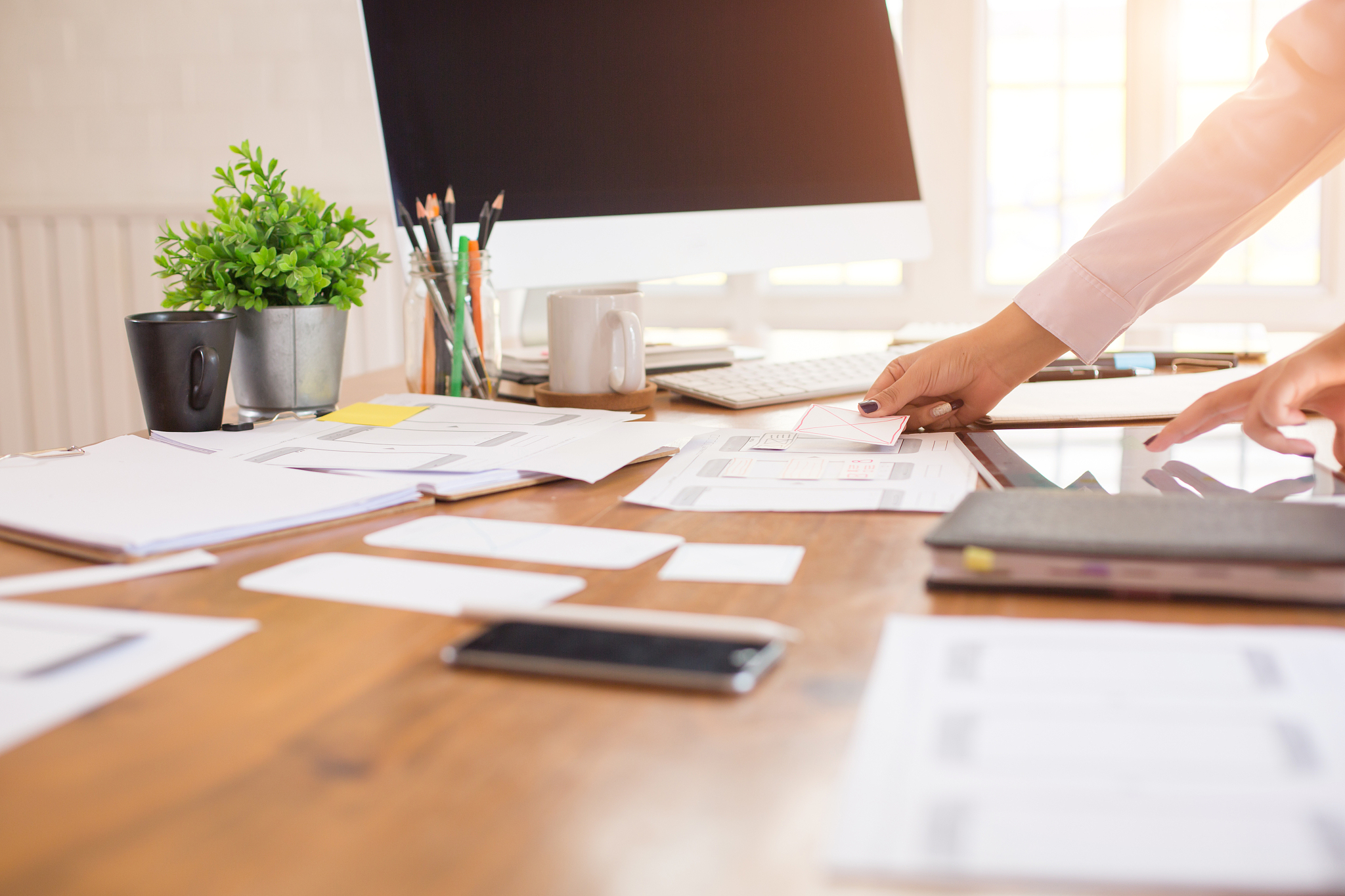 business asia woman working in office with documents
