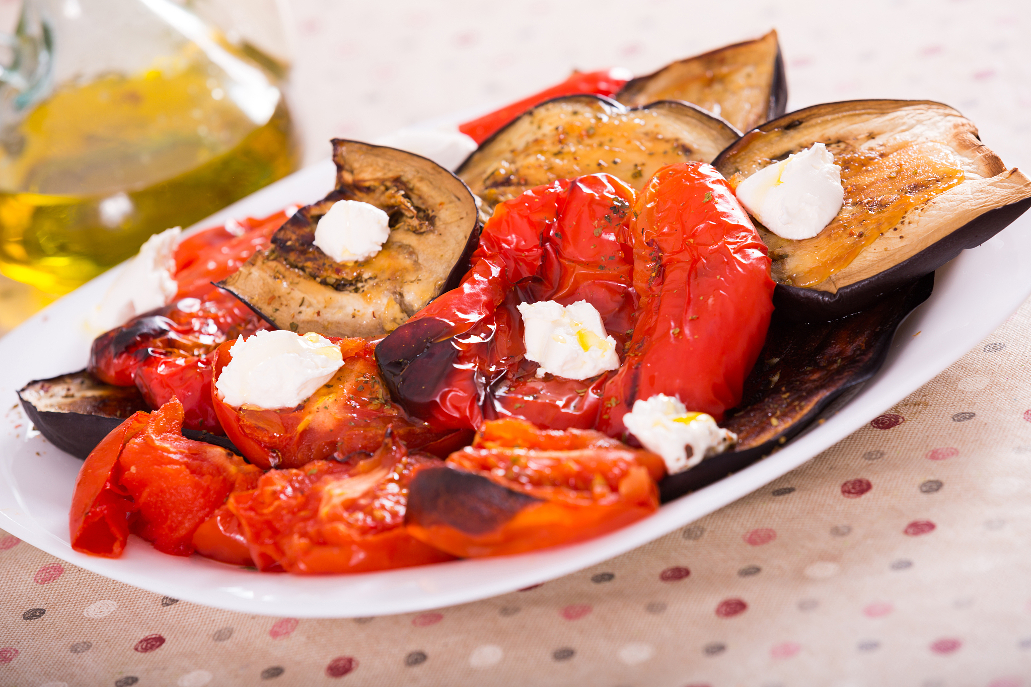 grilled vegetables on table