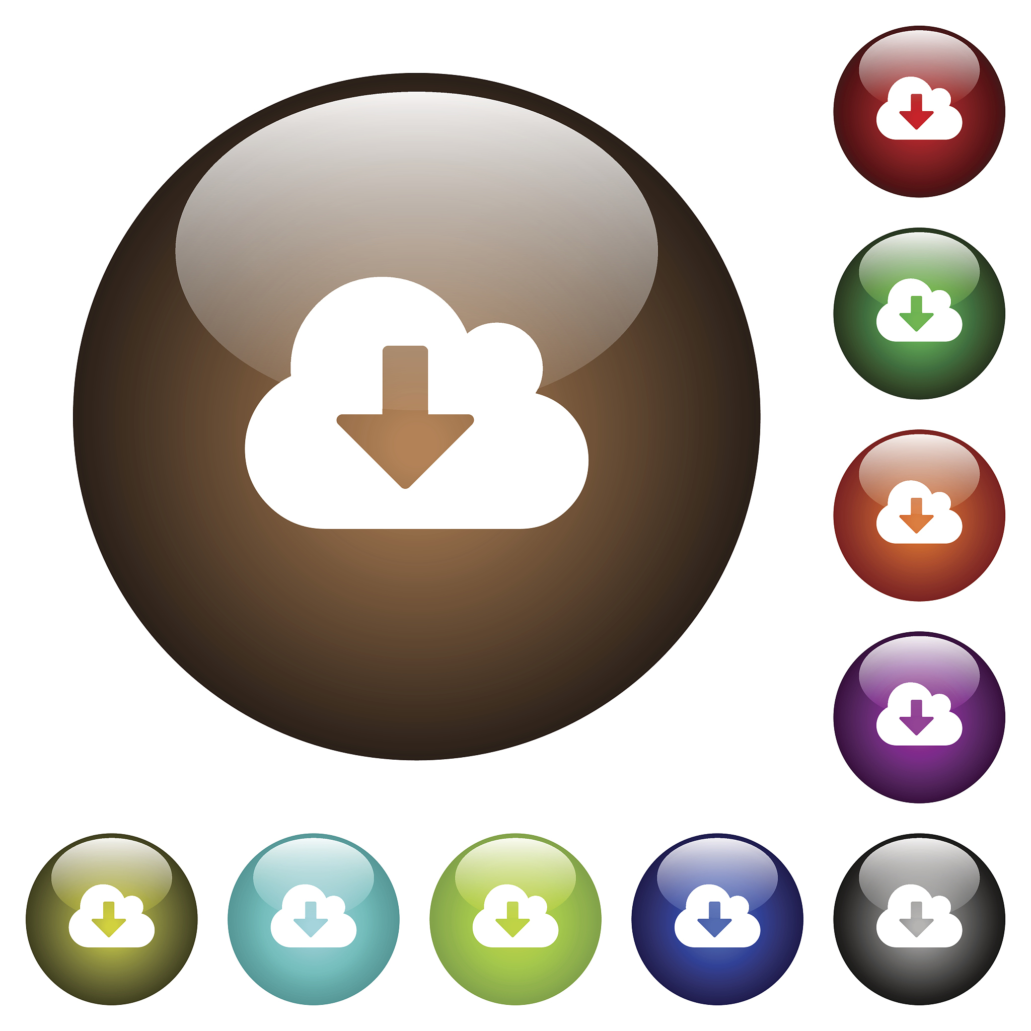 cloud download color glass buttons