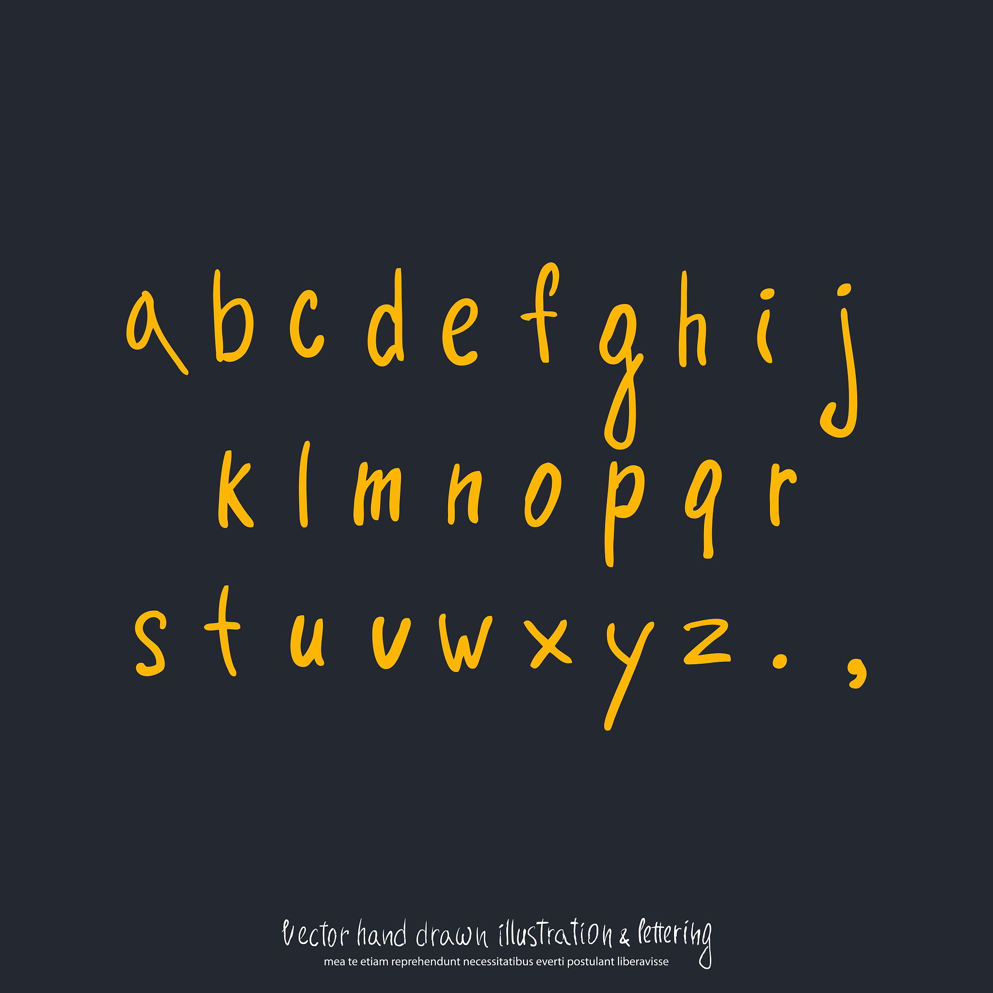 vector illustration of hand drawn english alphabet