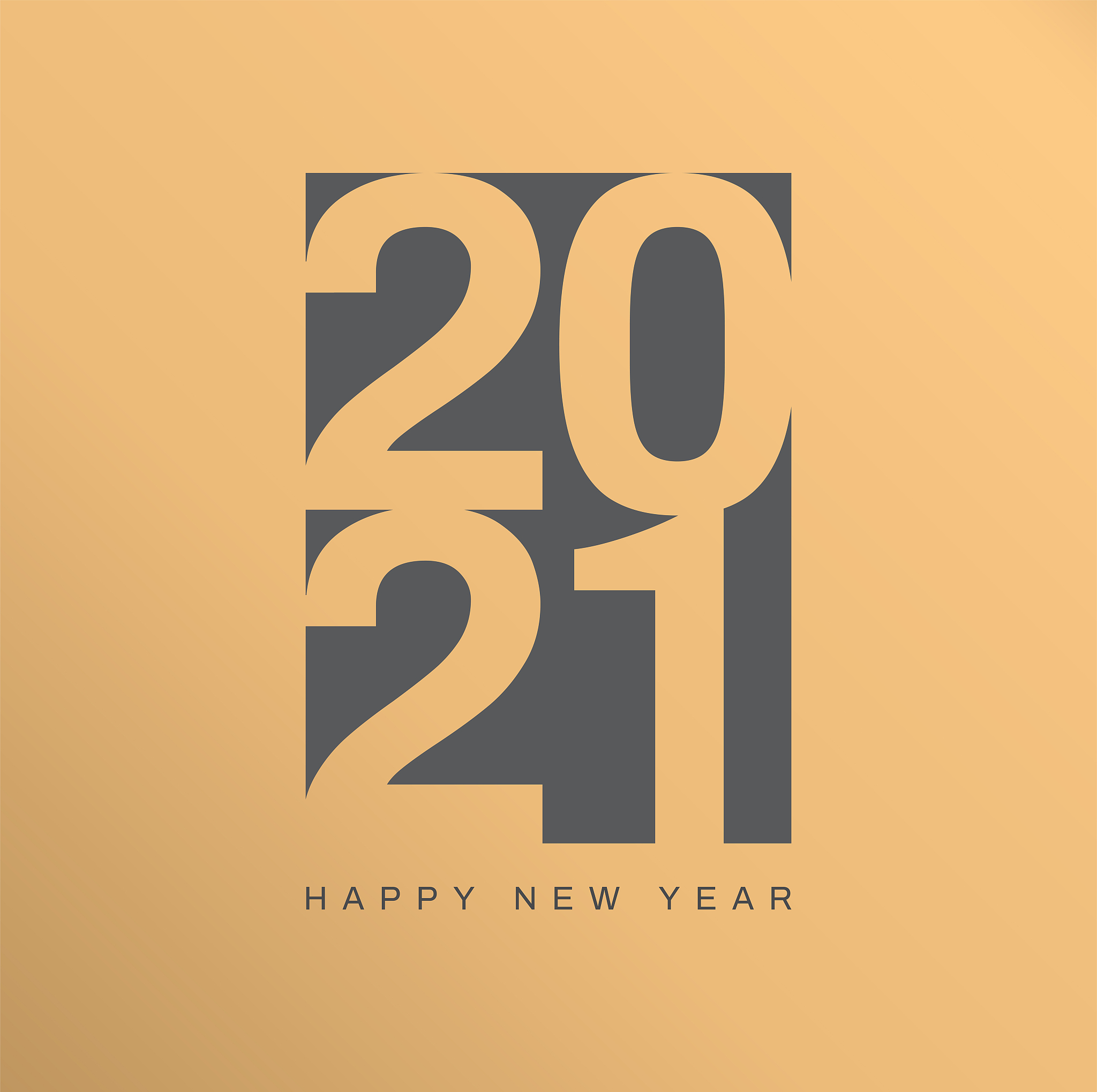 happy new year 2021 on gold background. vector illustration.