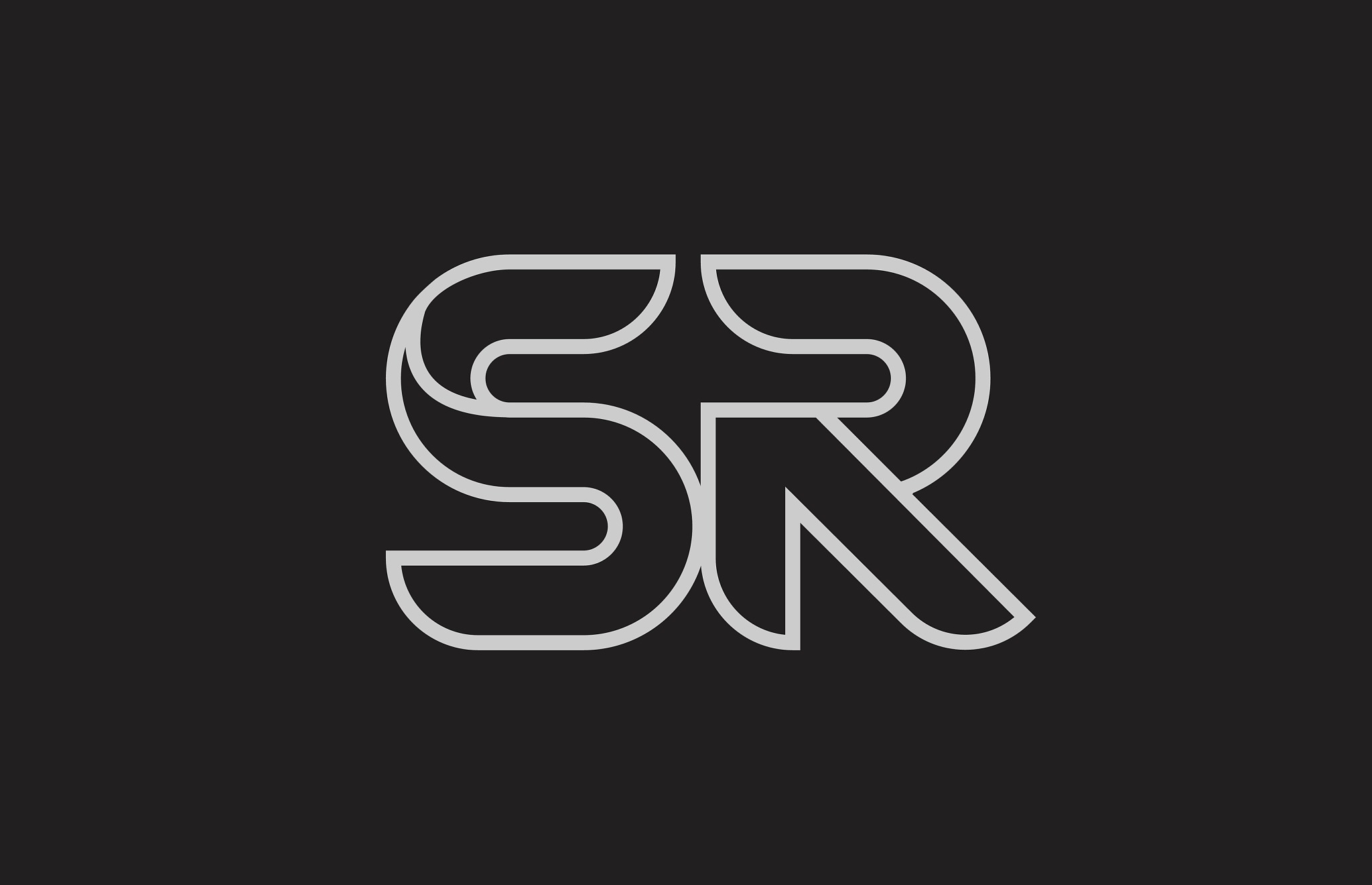 black and white alphabet letter sr s r logo combination
