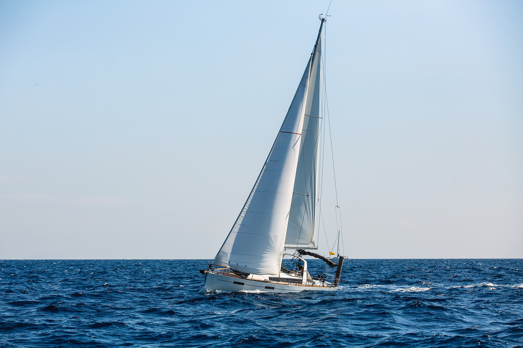 sailing yacht boat in the aegean sea. luxury vacation.