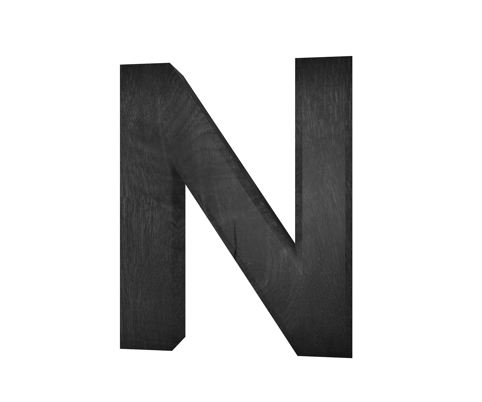 3d decorative wooden alphabet, capital letter n