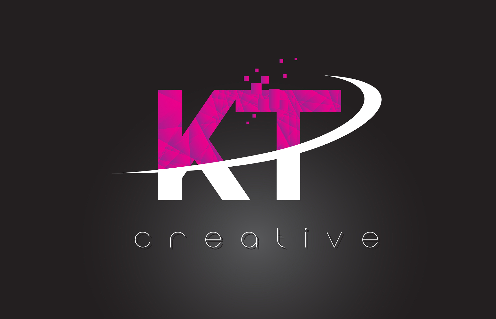 kt k t creative letters design with white pink