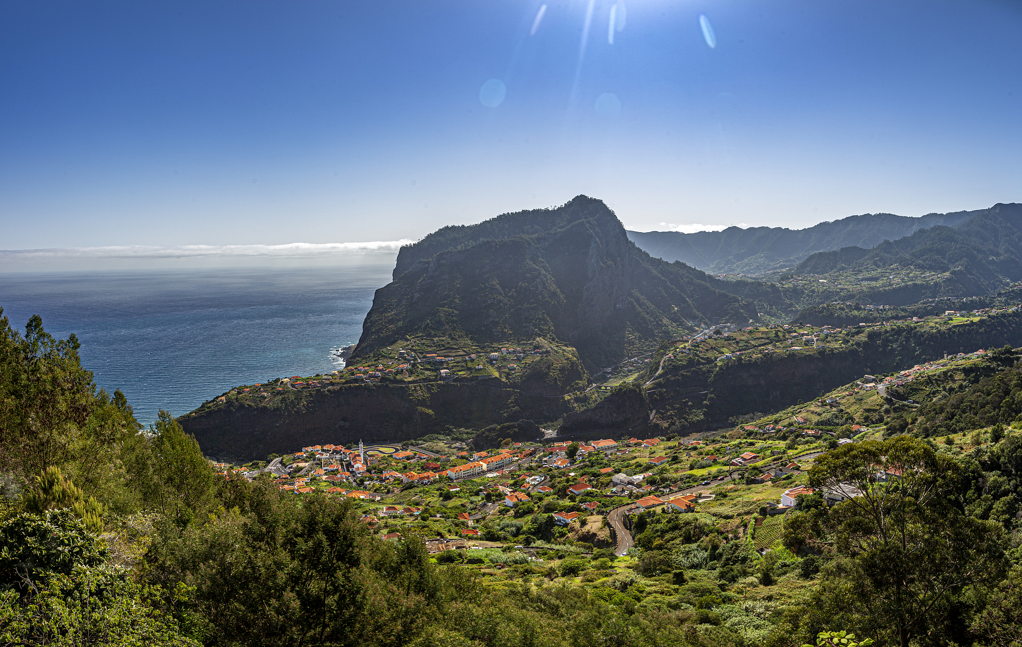 panoramic picture over the rough portugese island of madeira in 