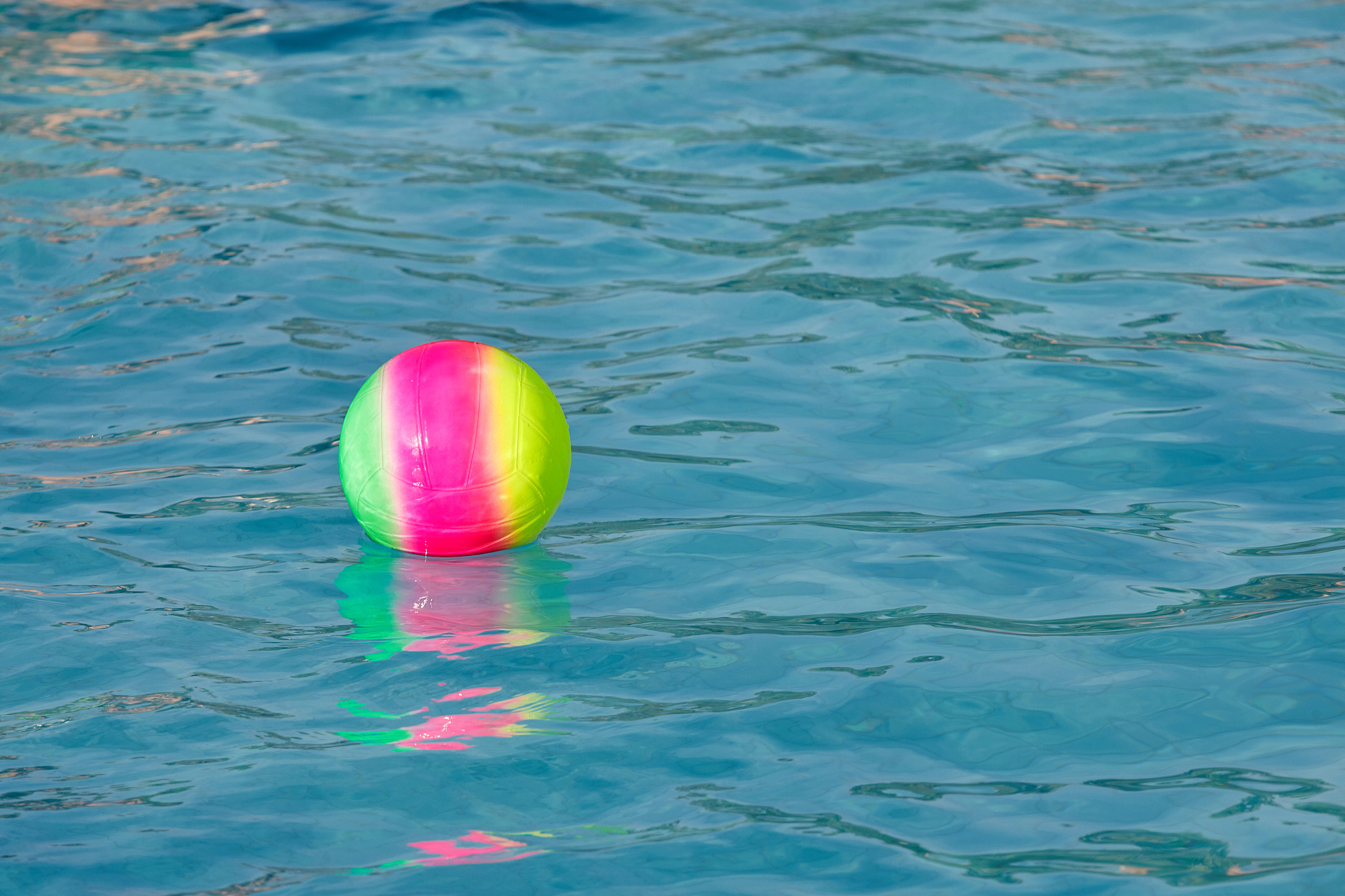 ball with several colors in a pool.holiday concept.