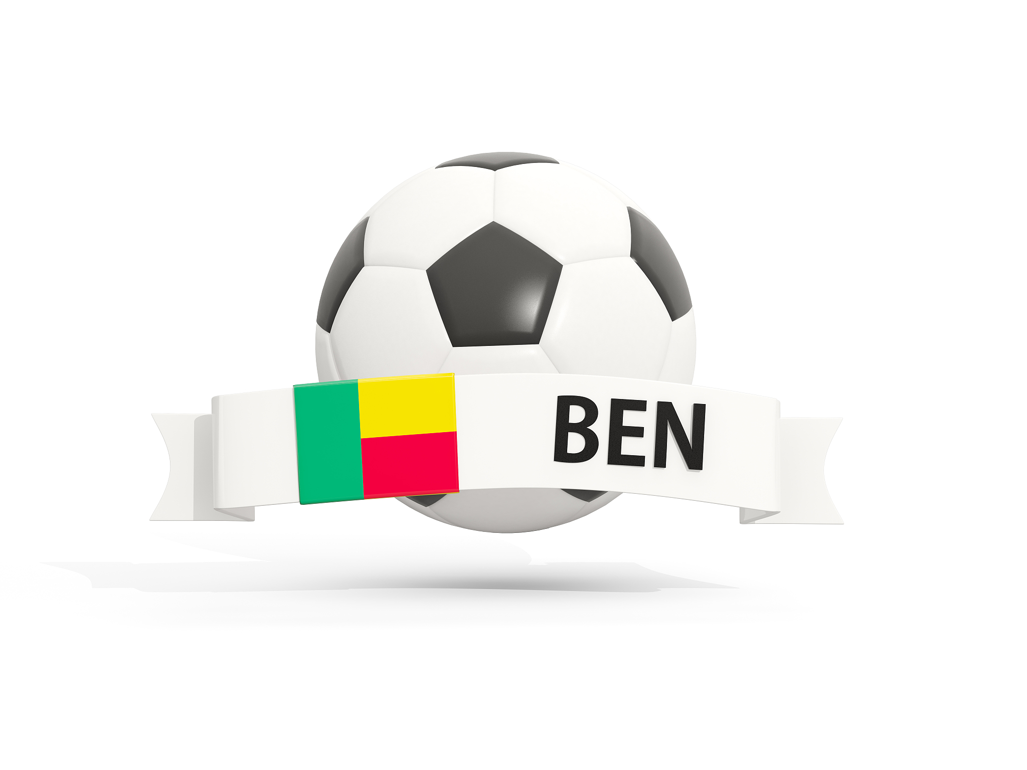 flag of benin, football with banner and country code