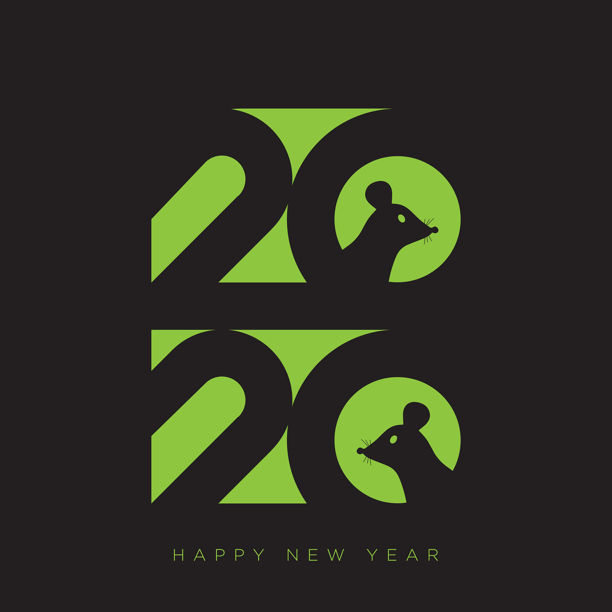 happy new year 2020 logo text design cover of