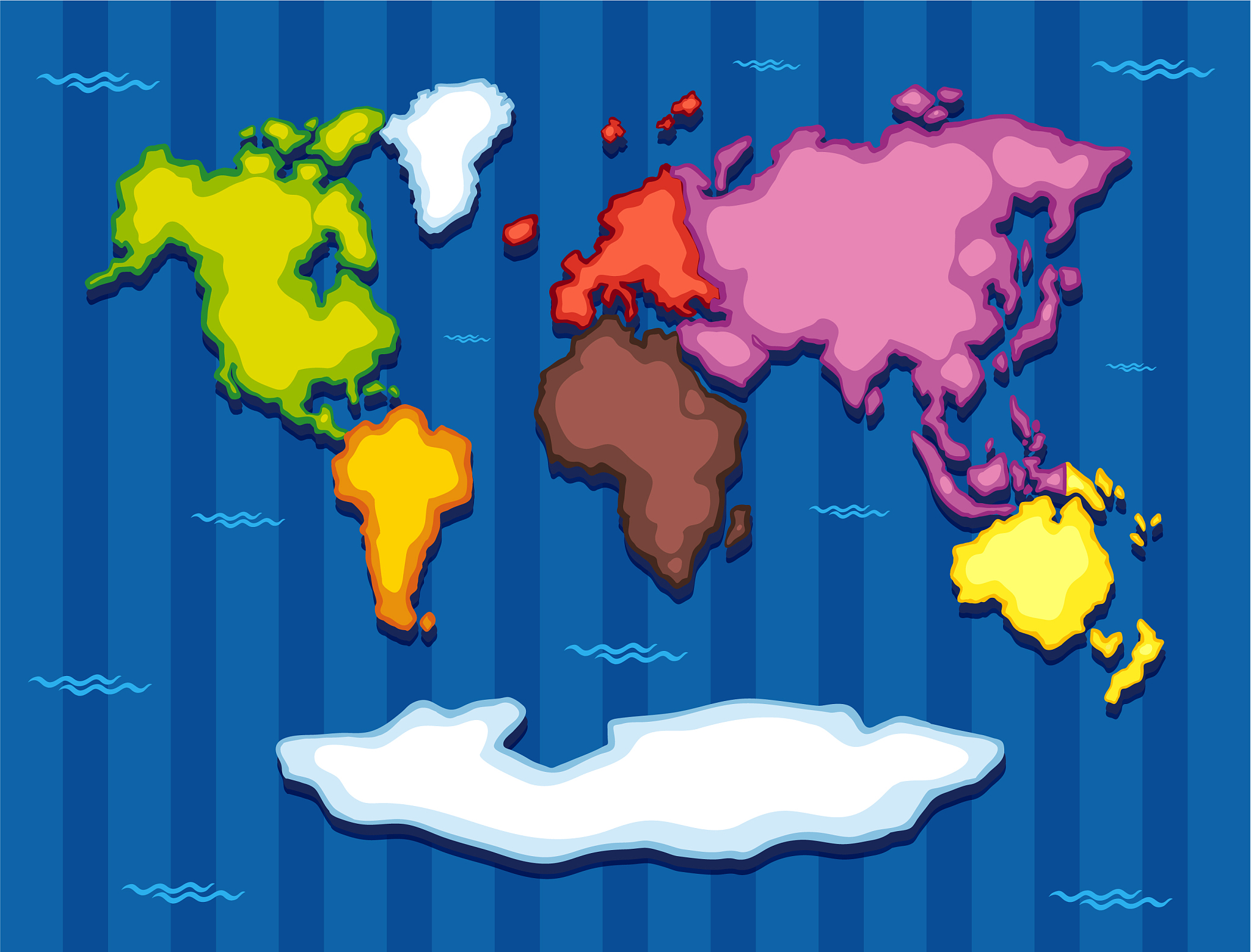 world map with seven continents