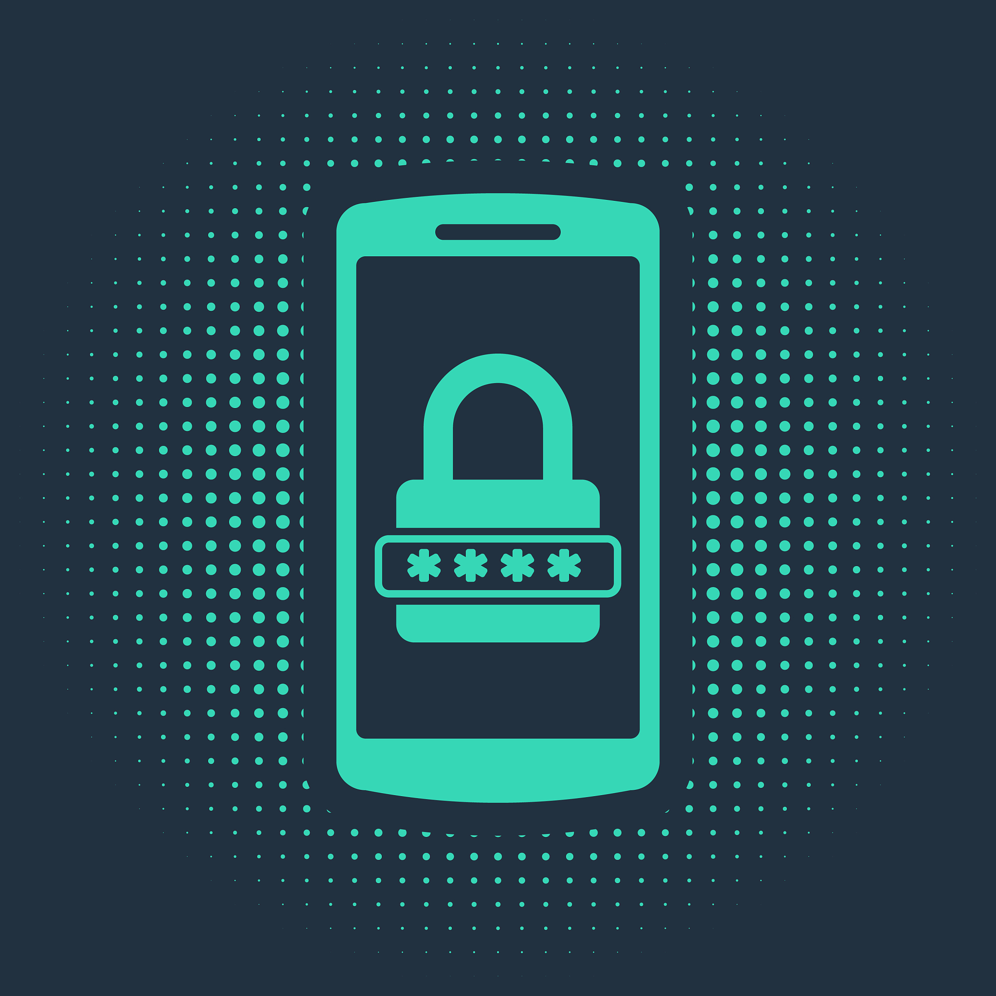 green mobile phone and password protection icon