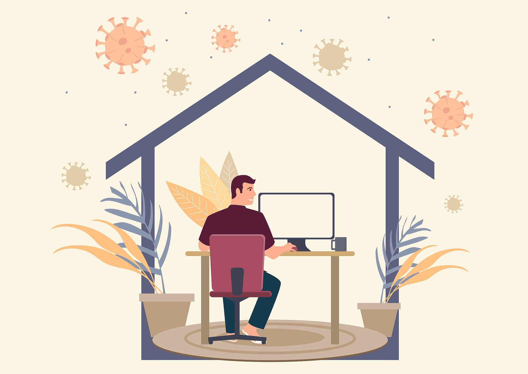 man working at home during coronavirus pandemic